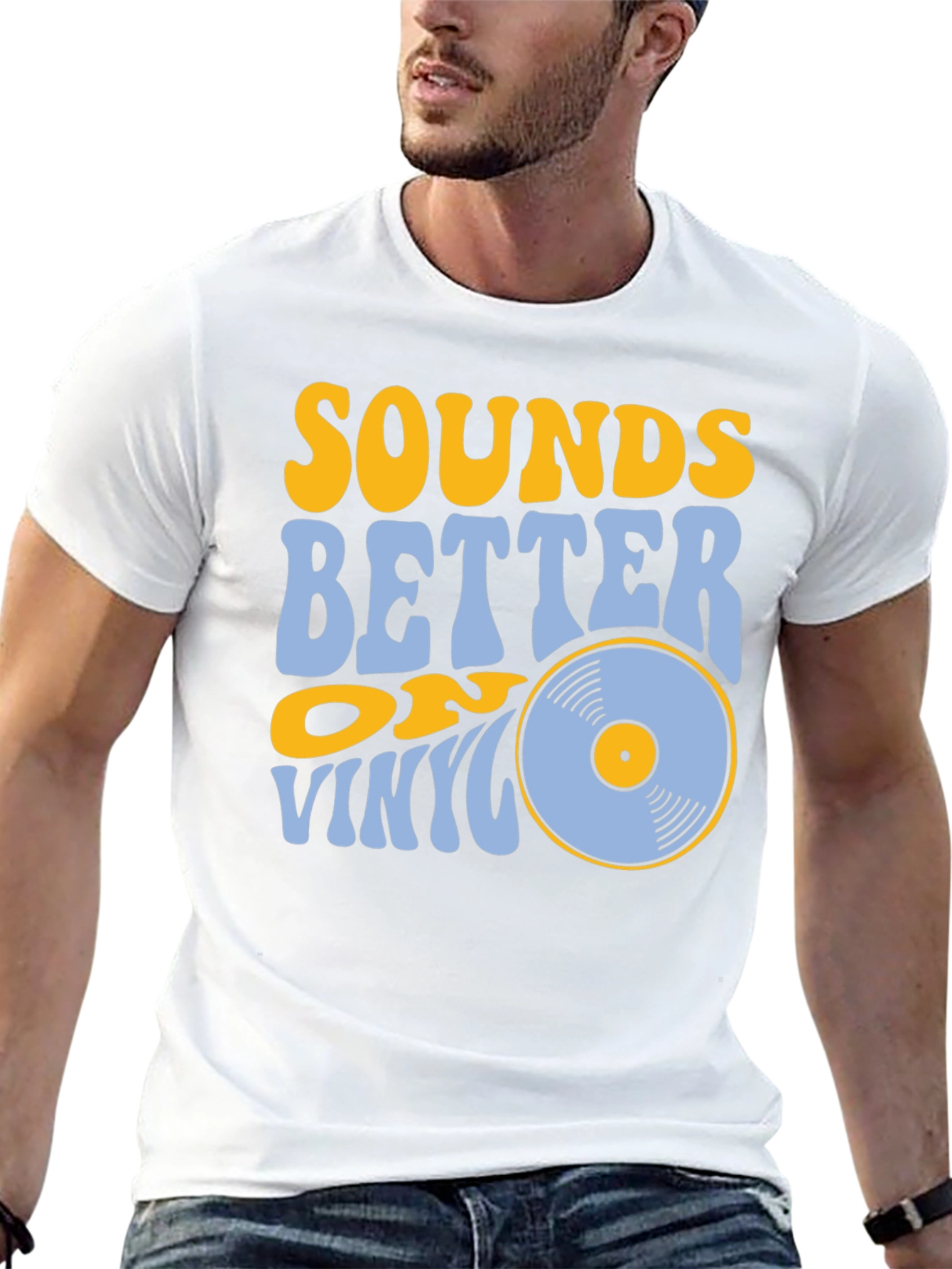 Black Sounds Better on Vinyl Black T-Shirt view 13