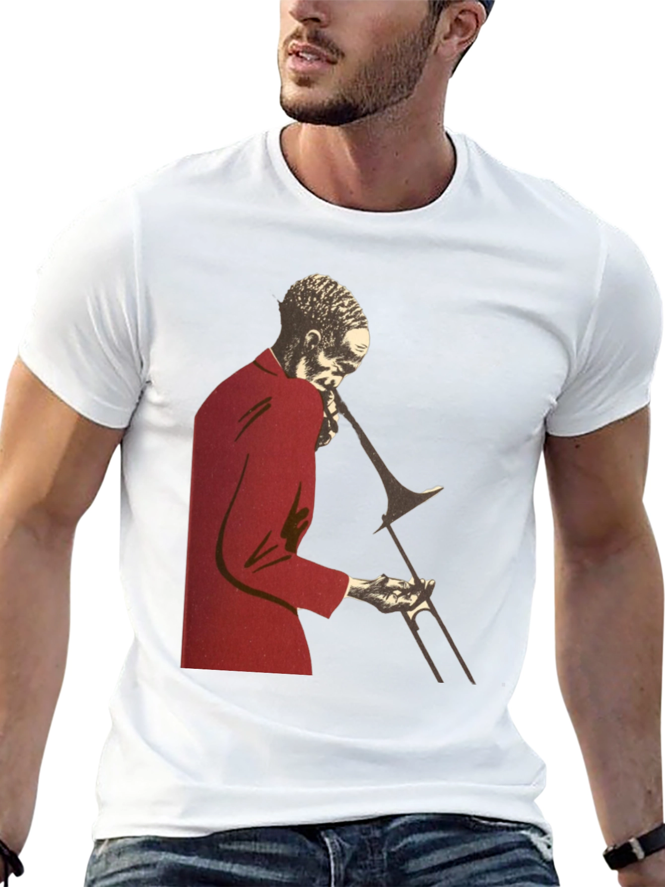 Black Jazz Trombone Player T-Shirt - Black view 13