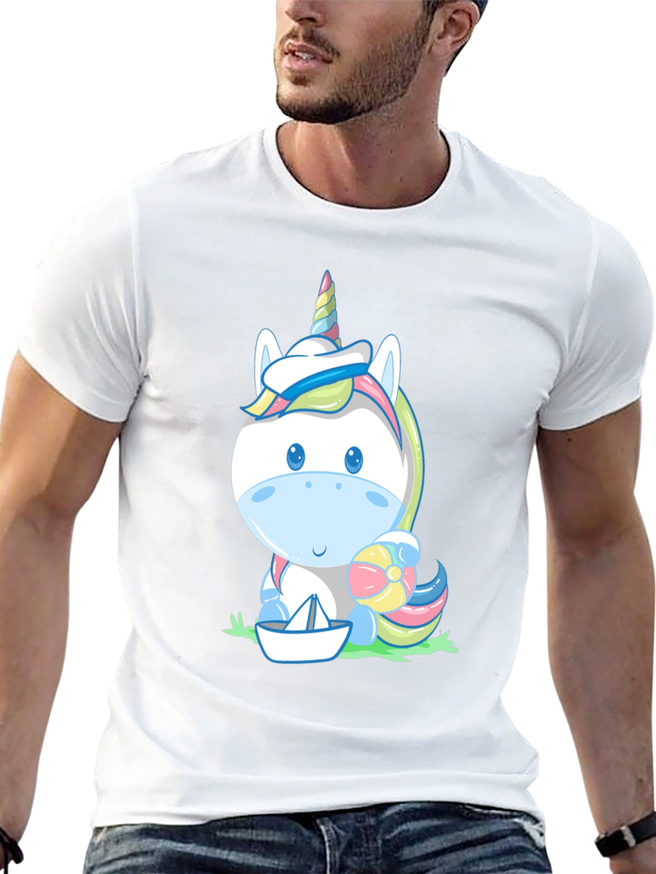 Black Unicorn Beach T-Shirt - Cute Cartoon Tee view 13