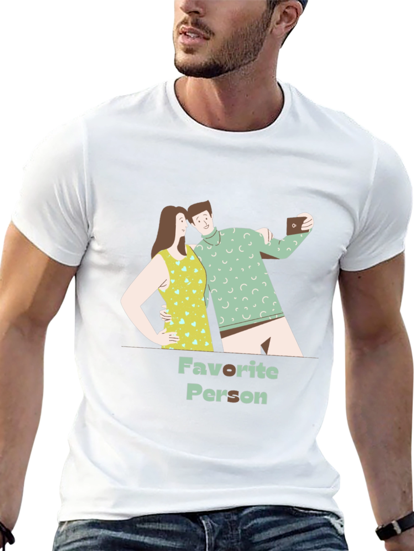 Black Favorite Person Graphic Tee - Stylish Couple Design view 13