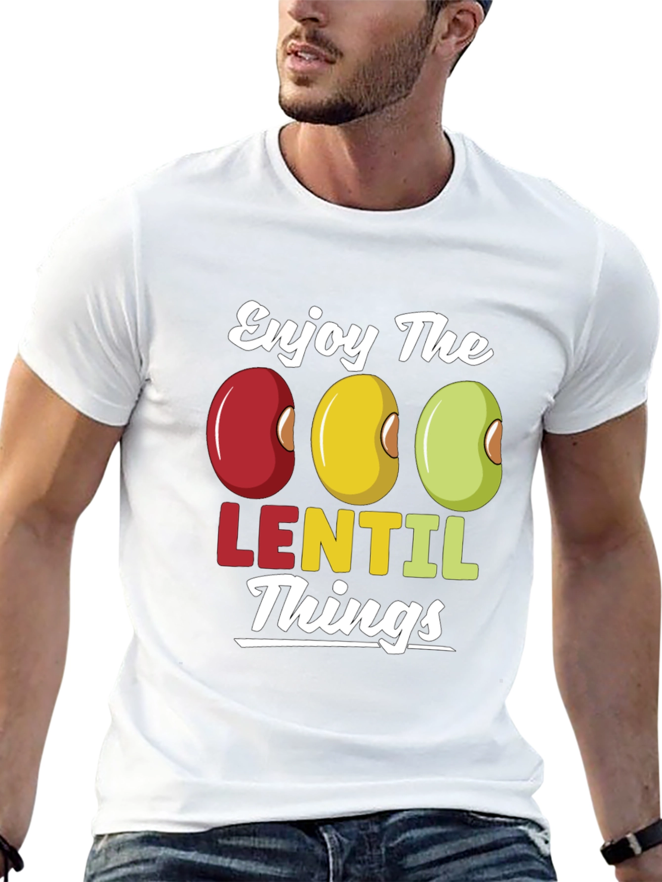 Black Enjoy Lentil Things T-Shirt - Funny Foodie Tee view 13