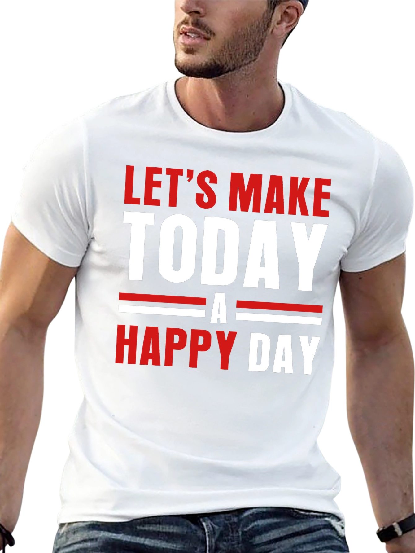 Black Let's Make Today A Happy Day Black T-Shirt view 13