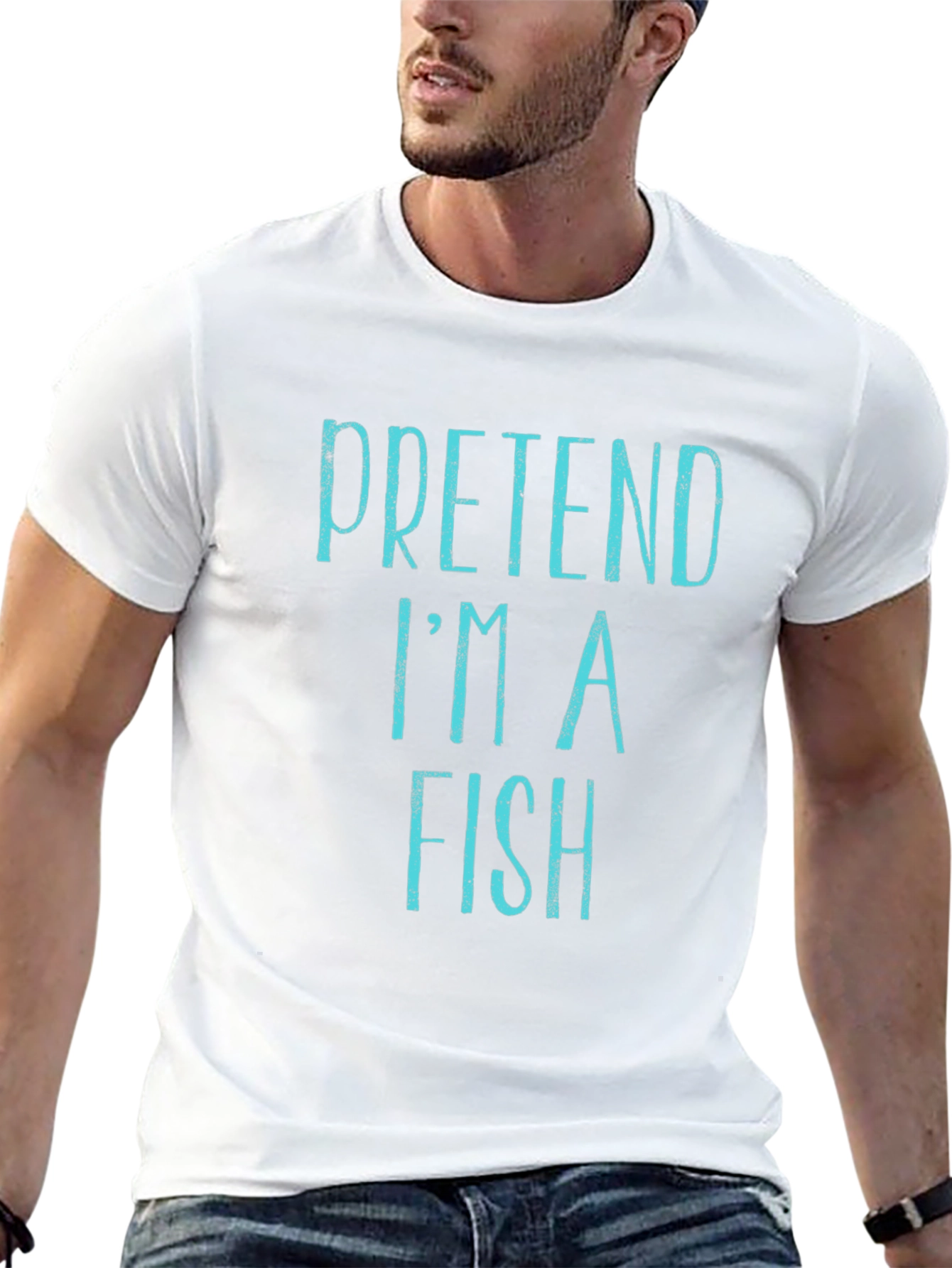Black Pretend I'm A Fish T-Shirt - Funny Costume Tee view 13