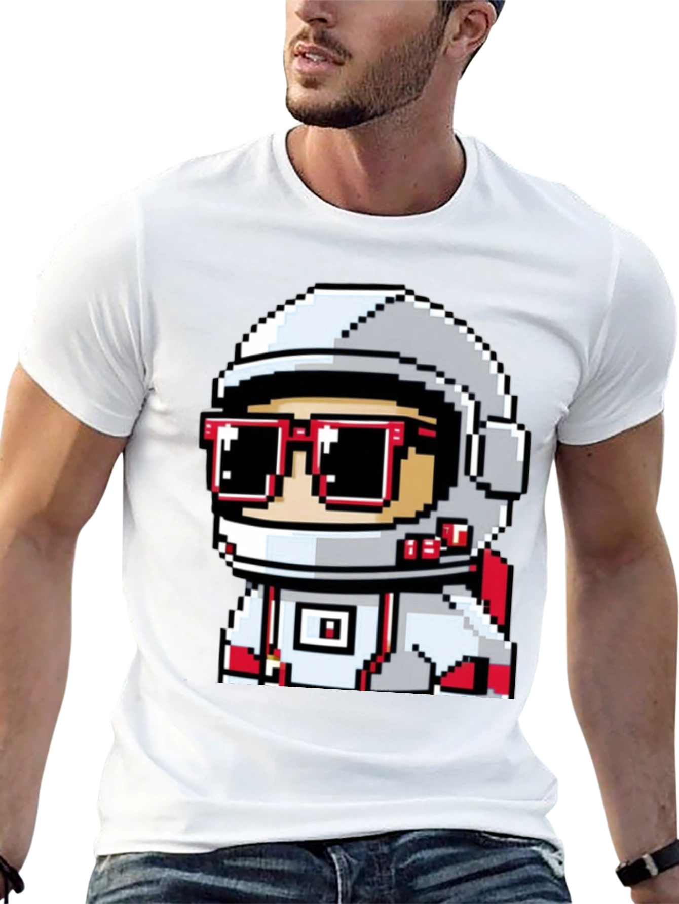 Black Pixel Astronaut Graphic T-Shirt - Cool Space Design view 13