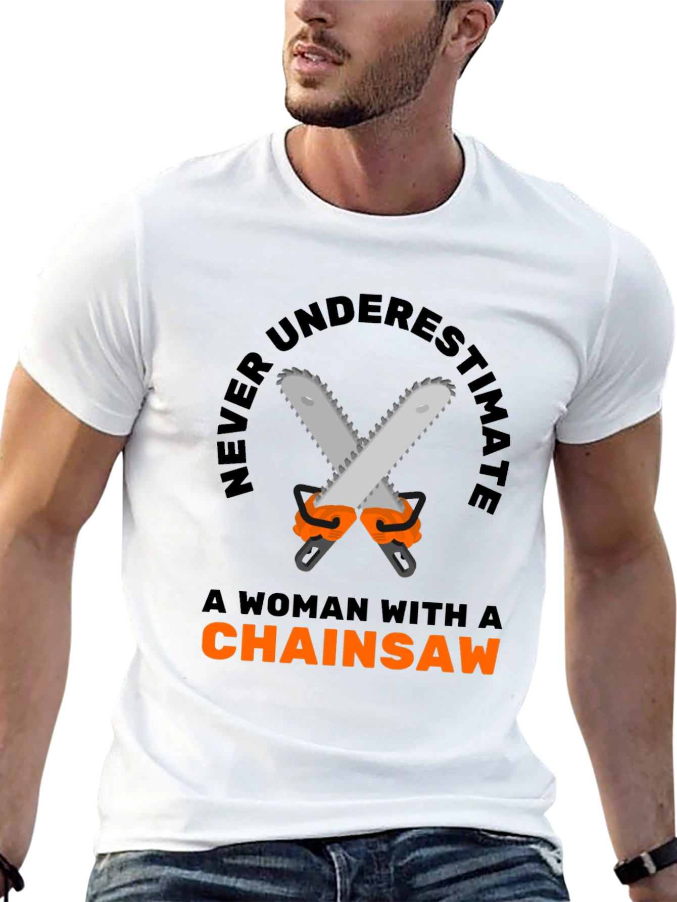 Black Woman Chainsaw T-Shirt - Funny Graphic Tee view 13