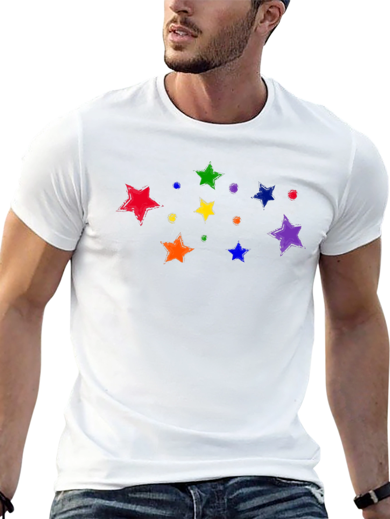 Black Rainbow Star T-Shirt - Colorful Graphic Tee view 13