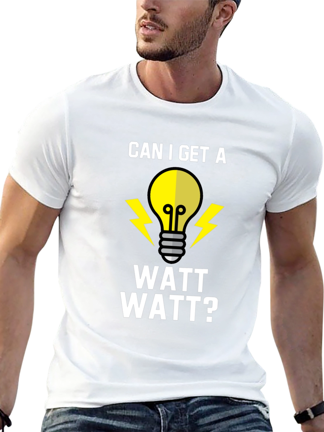 Black Can I Get A Watt Watt? Funny Electrician T-Shirt view 13