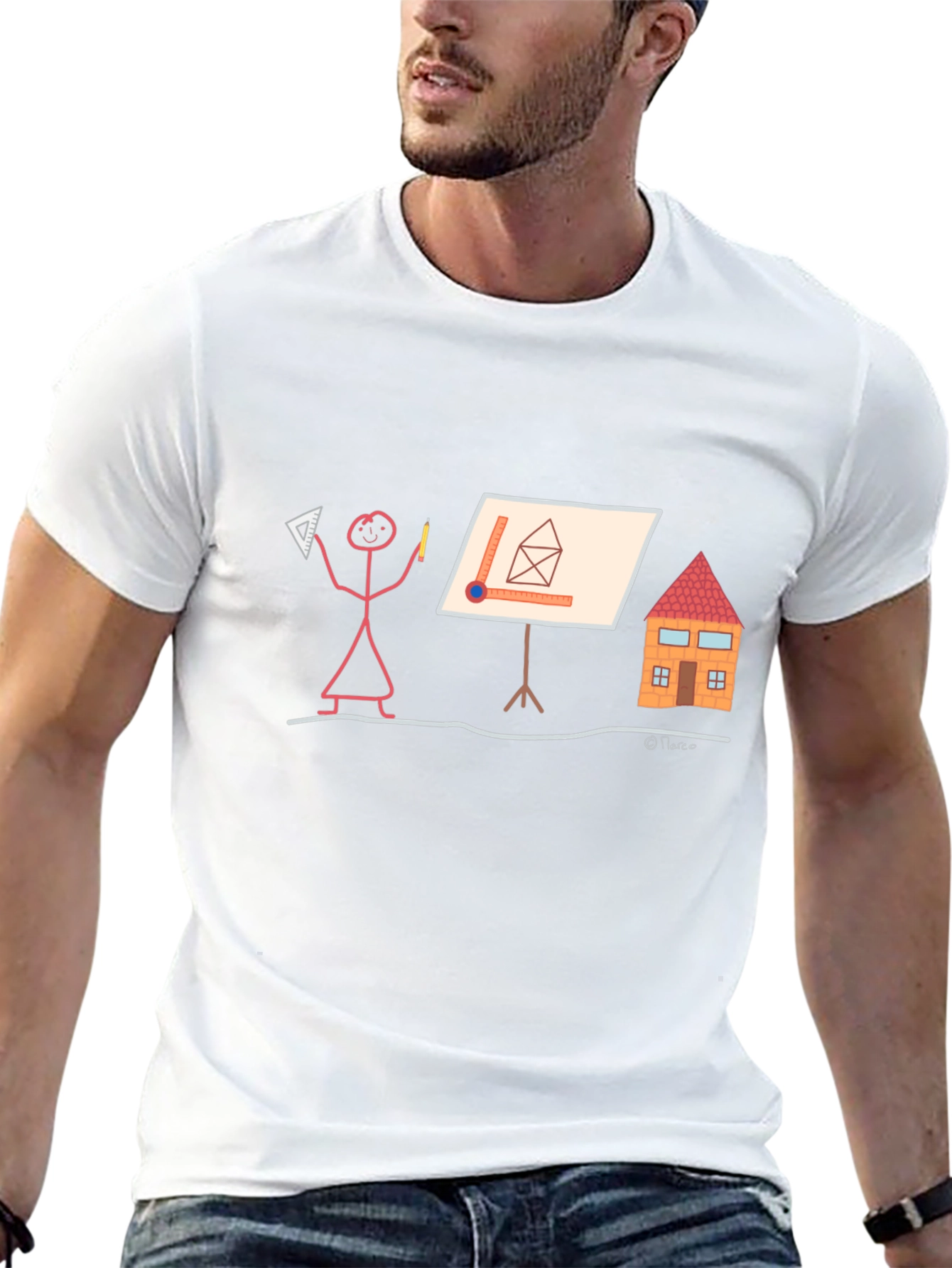 Black Architect Stick Figure T-Shirt - Funny Building Design Tee view 13