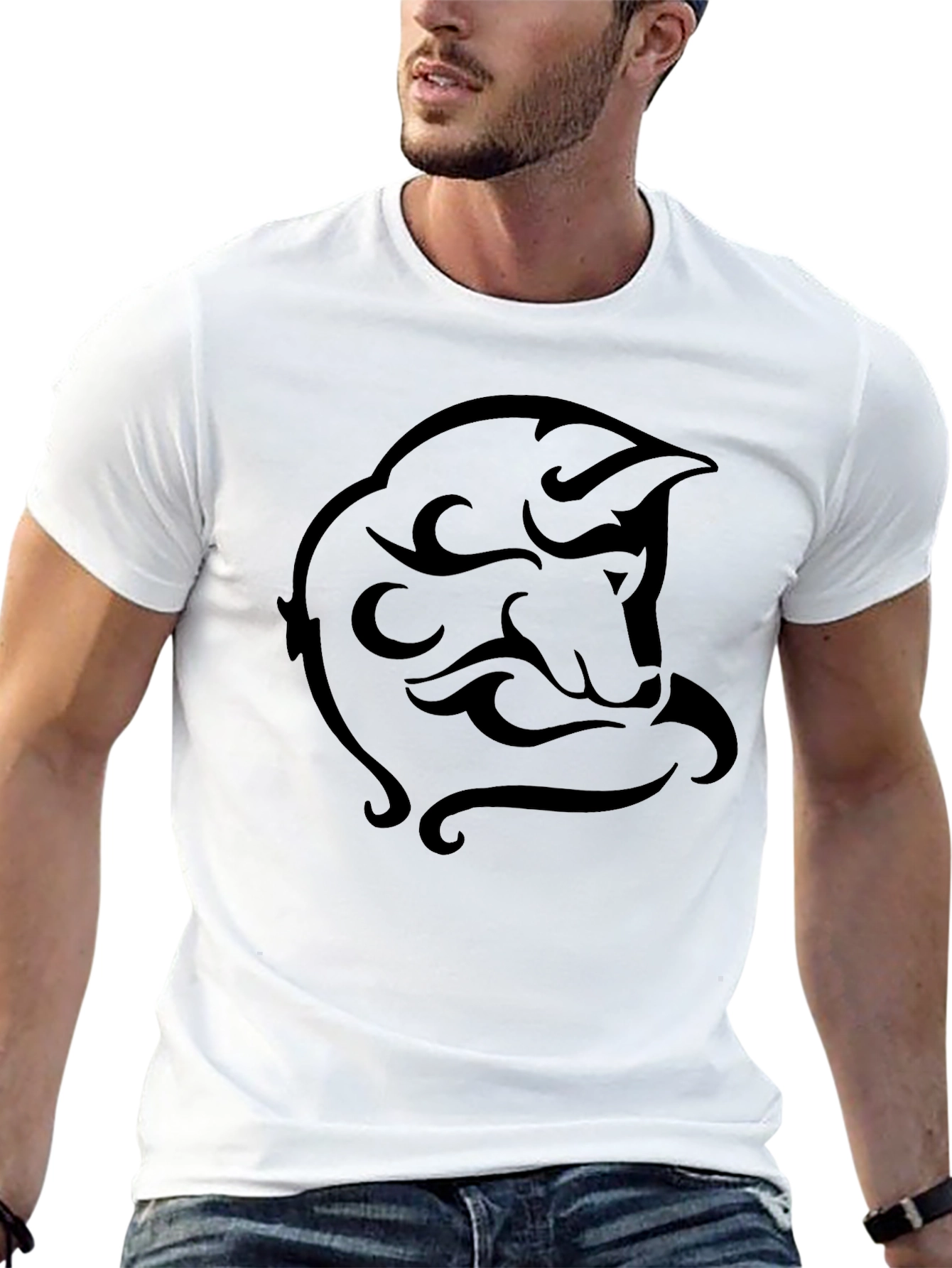 Black Tribal Face Graphic Black T-Shirt view 13