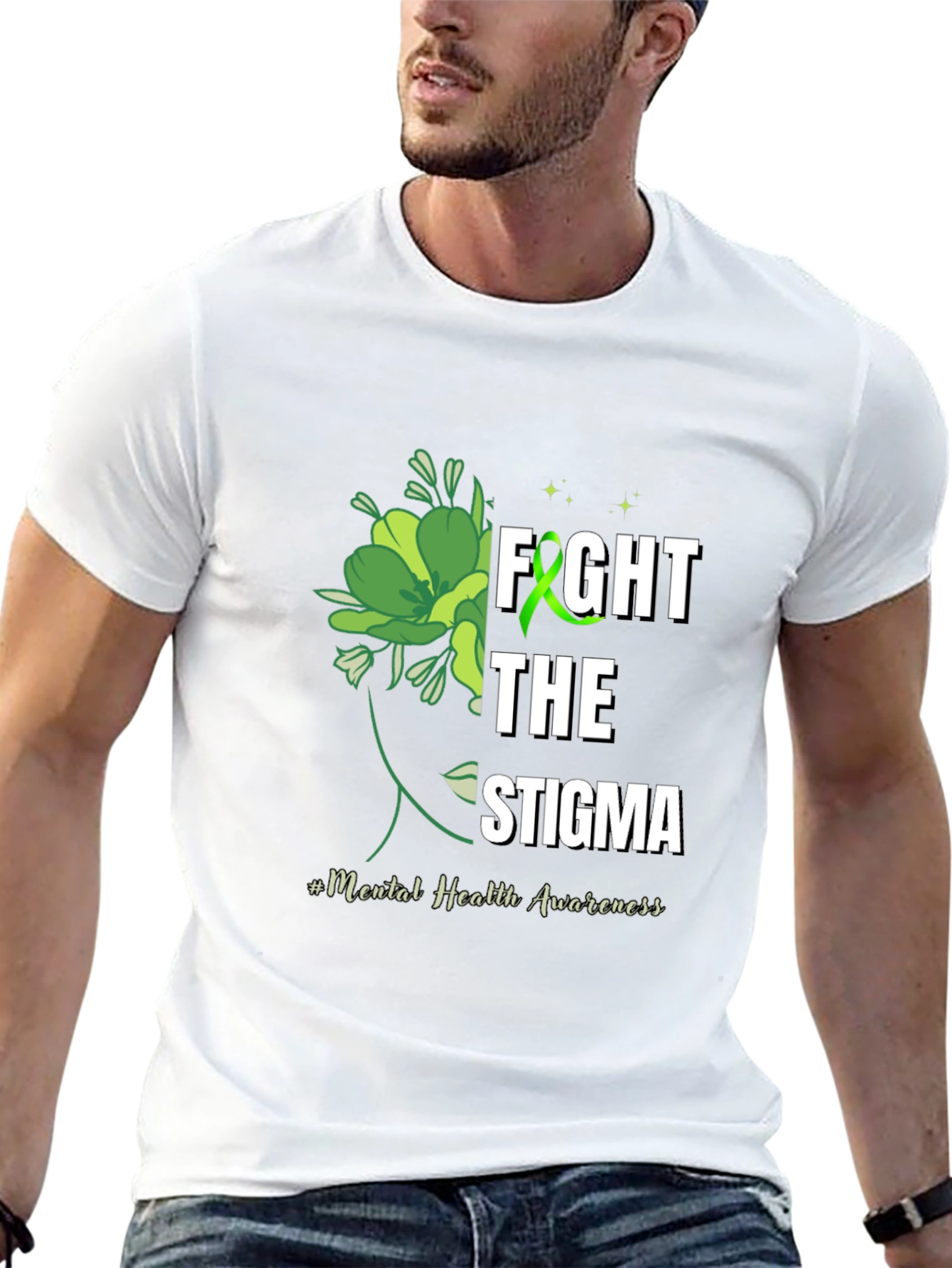 Black Fight The Stigma Mental Health Awareness T-Shirt view 13