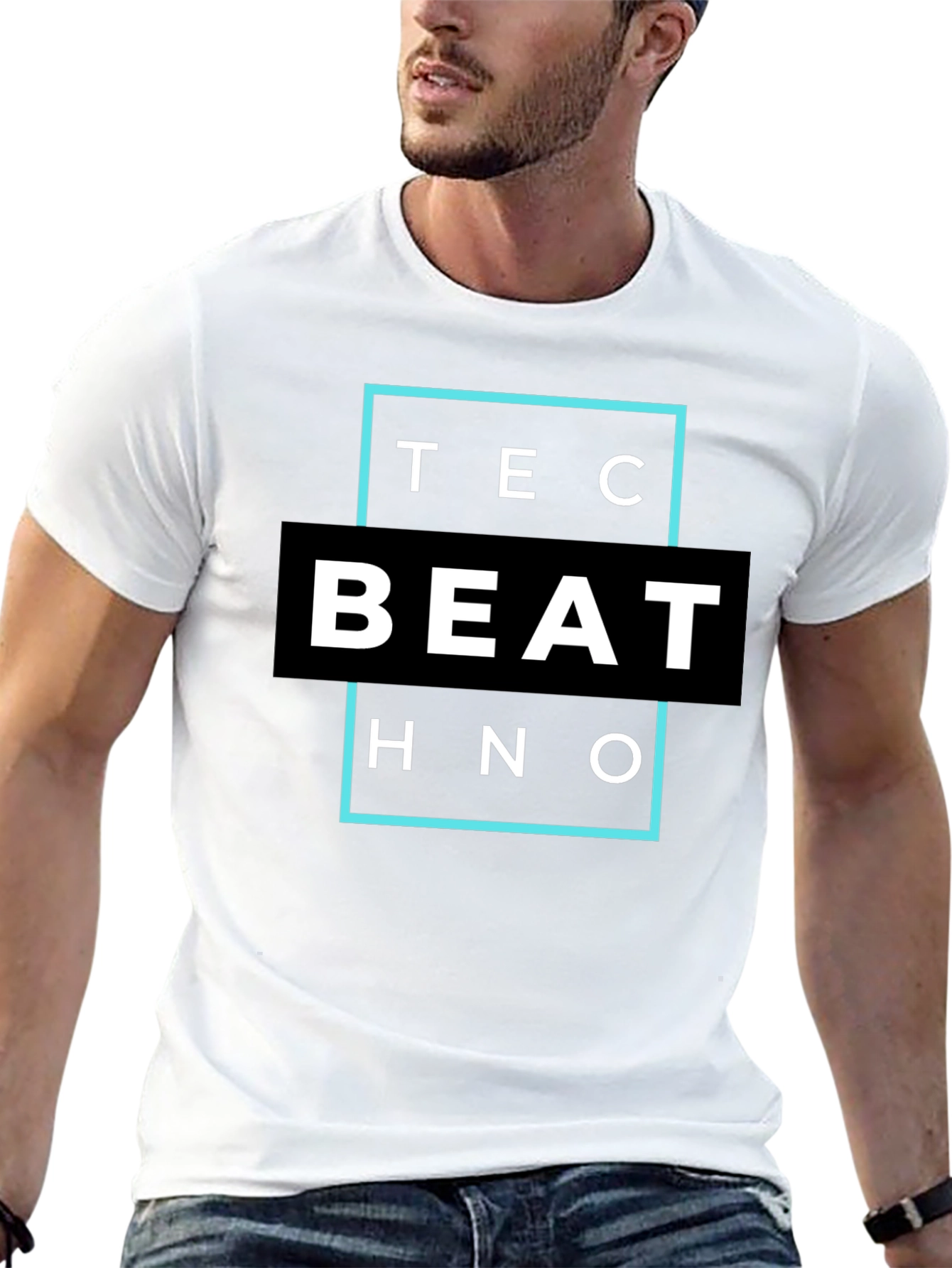 Black Techno Beat T-Shirt - Modern Design view 13