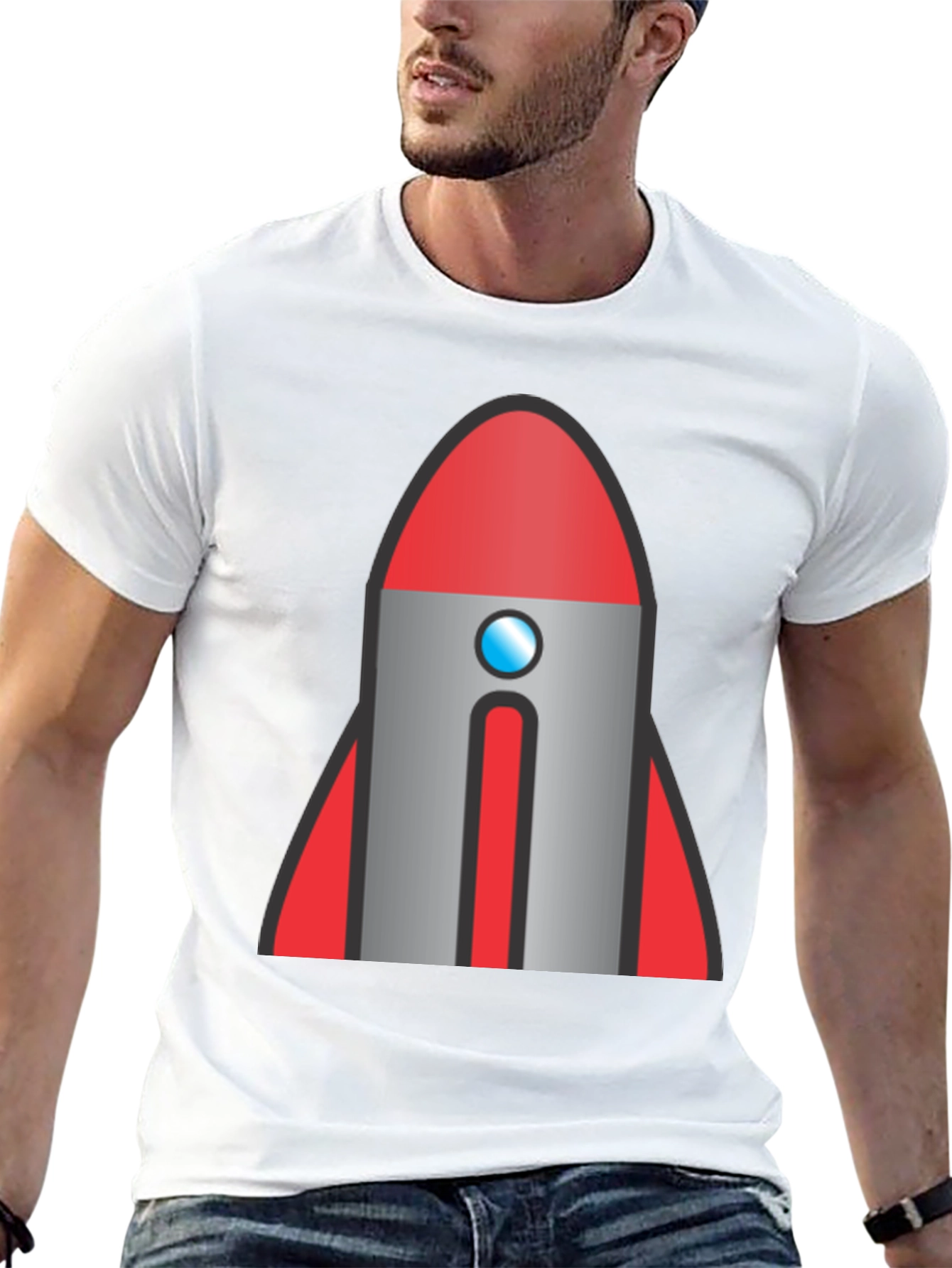 Black Retro Rocket Graphic T-Shirt - Classic Style view 13