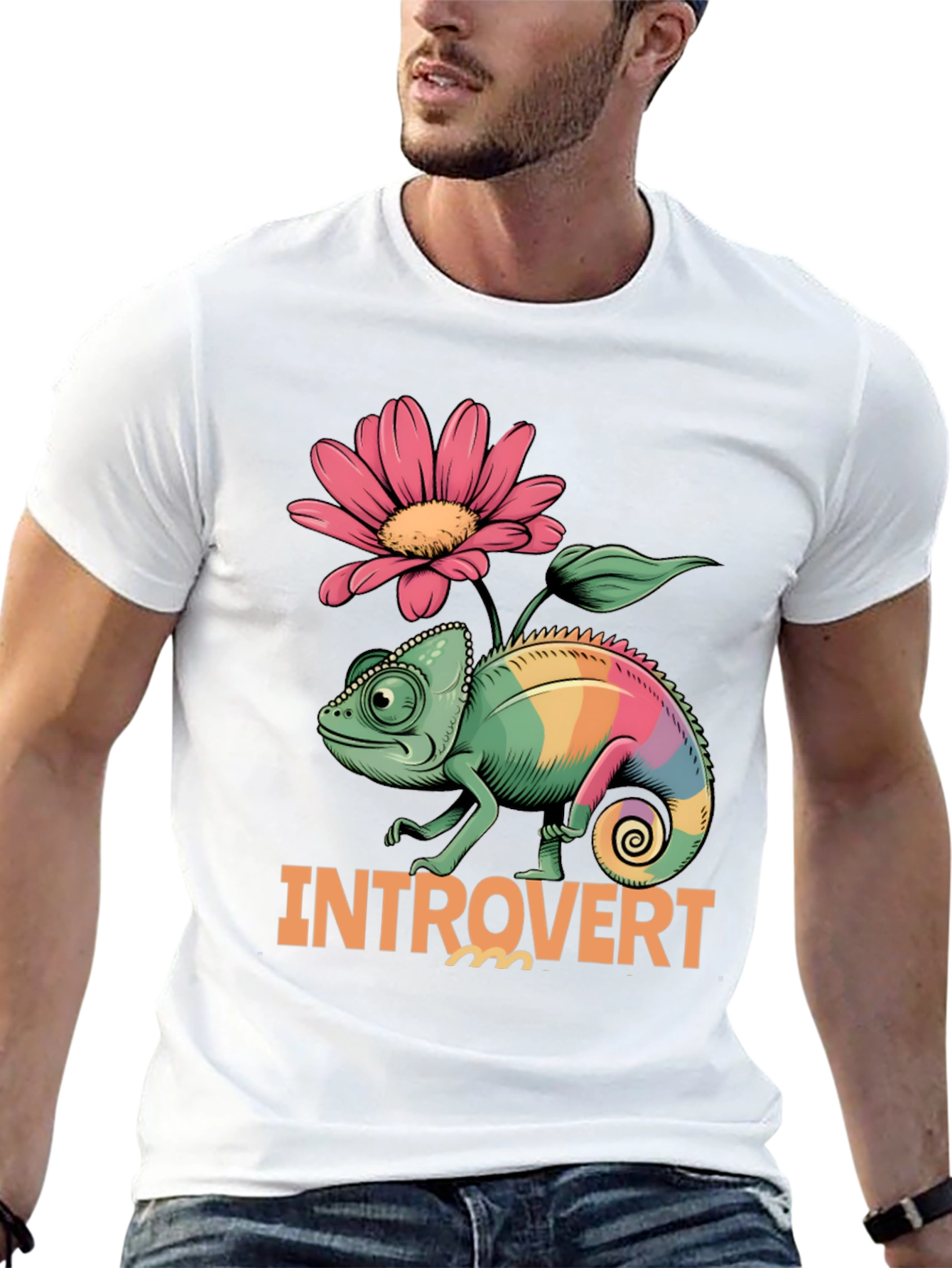 Black Introvert Chameleon Graphic Tee view 13