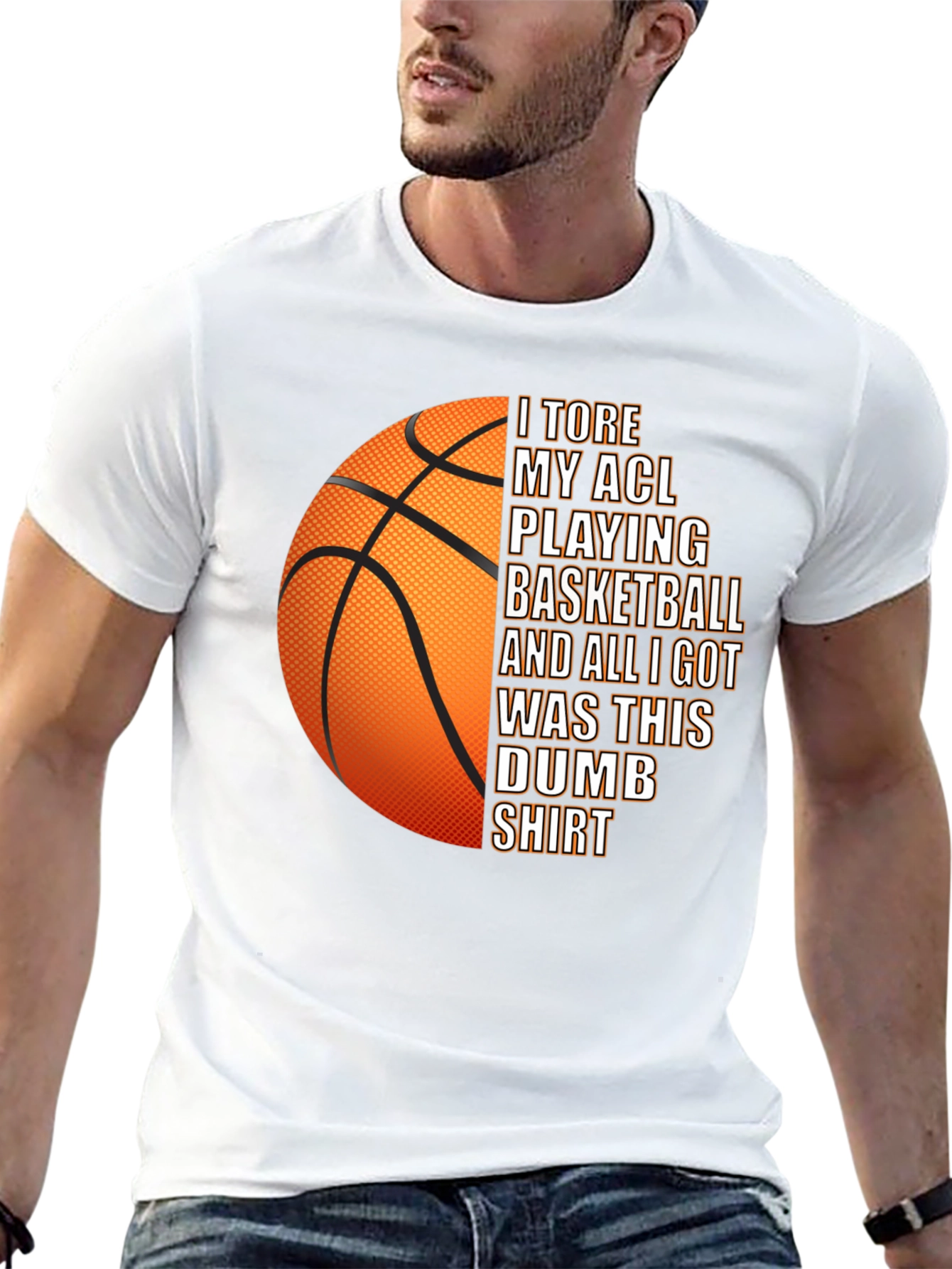 Black I Tore My ACL Basketball T-Shirt - Novelty Graphic Tee view 13