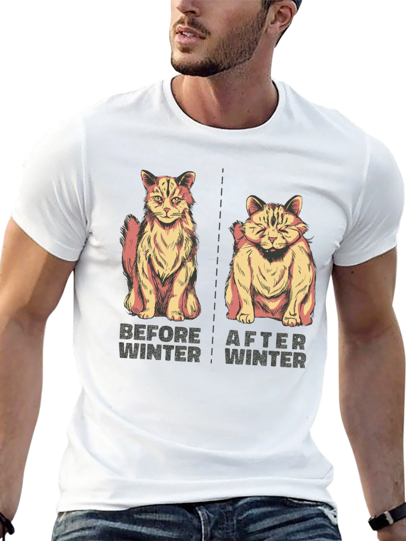 Black Before & After Winter Cat Graphic Tee view 13