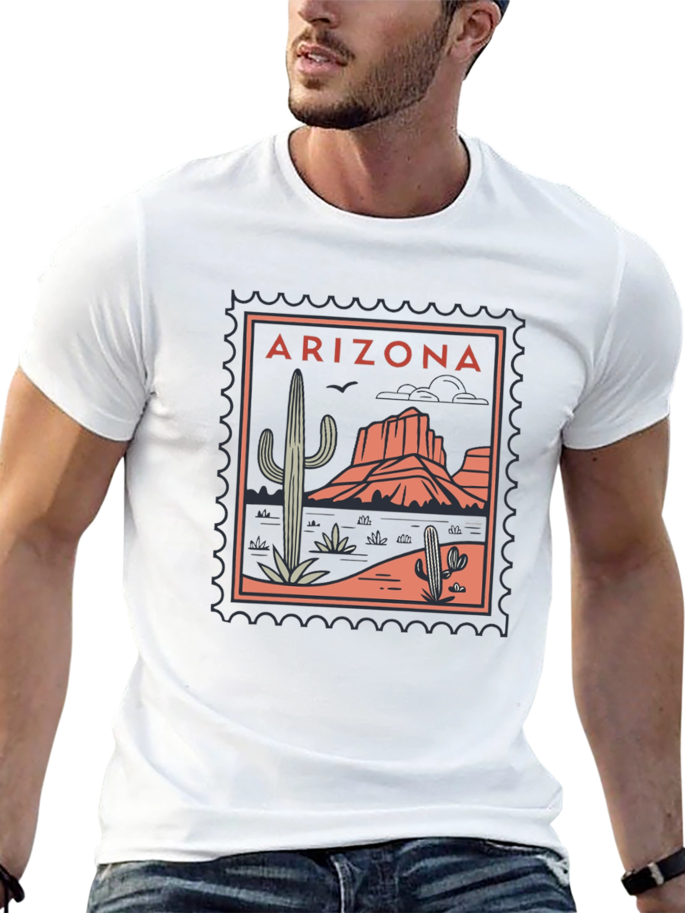 Black Arizona Desert Graphic Tee - Black Cotton T-Shirt view 13