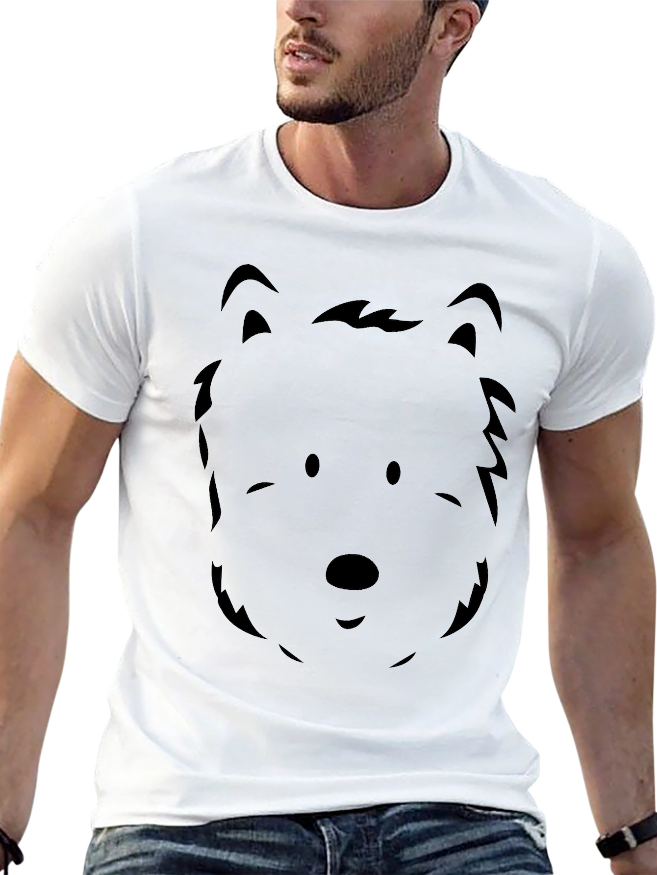 Black Dog Face Graphic Tee - Men's Black T-Shirt view 13
