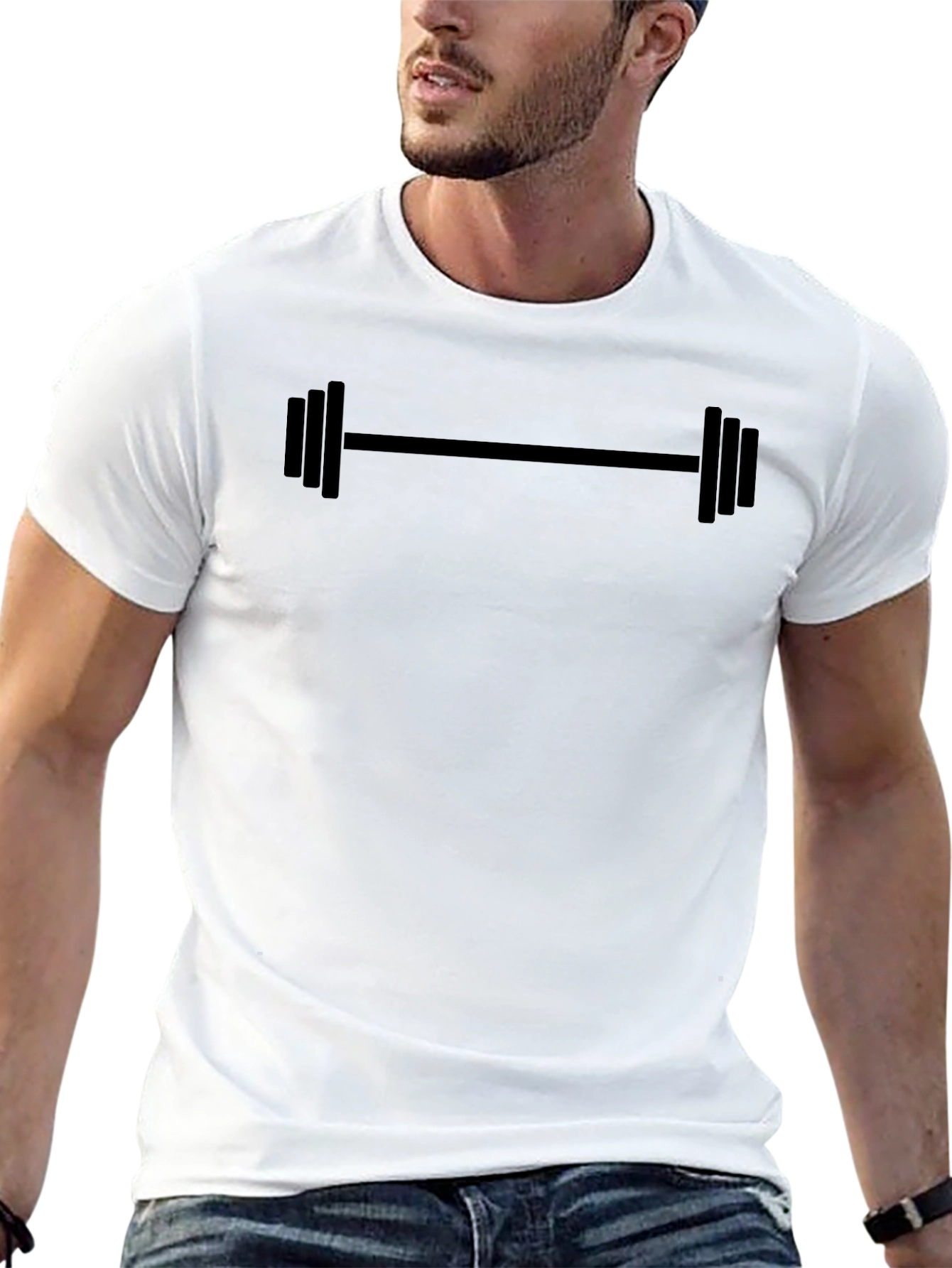 Black Men's Black Barbell Graphic Tee - Gym & Fitness view 13