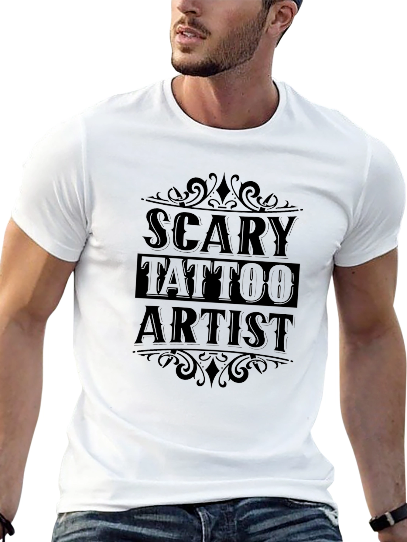 Black Scary Tattoo Artist T-Shirt - Black Graphic Tee view 13