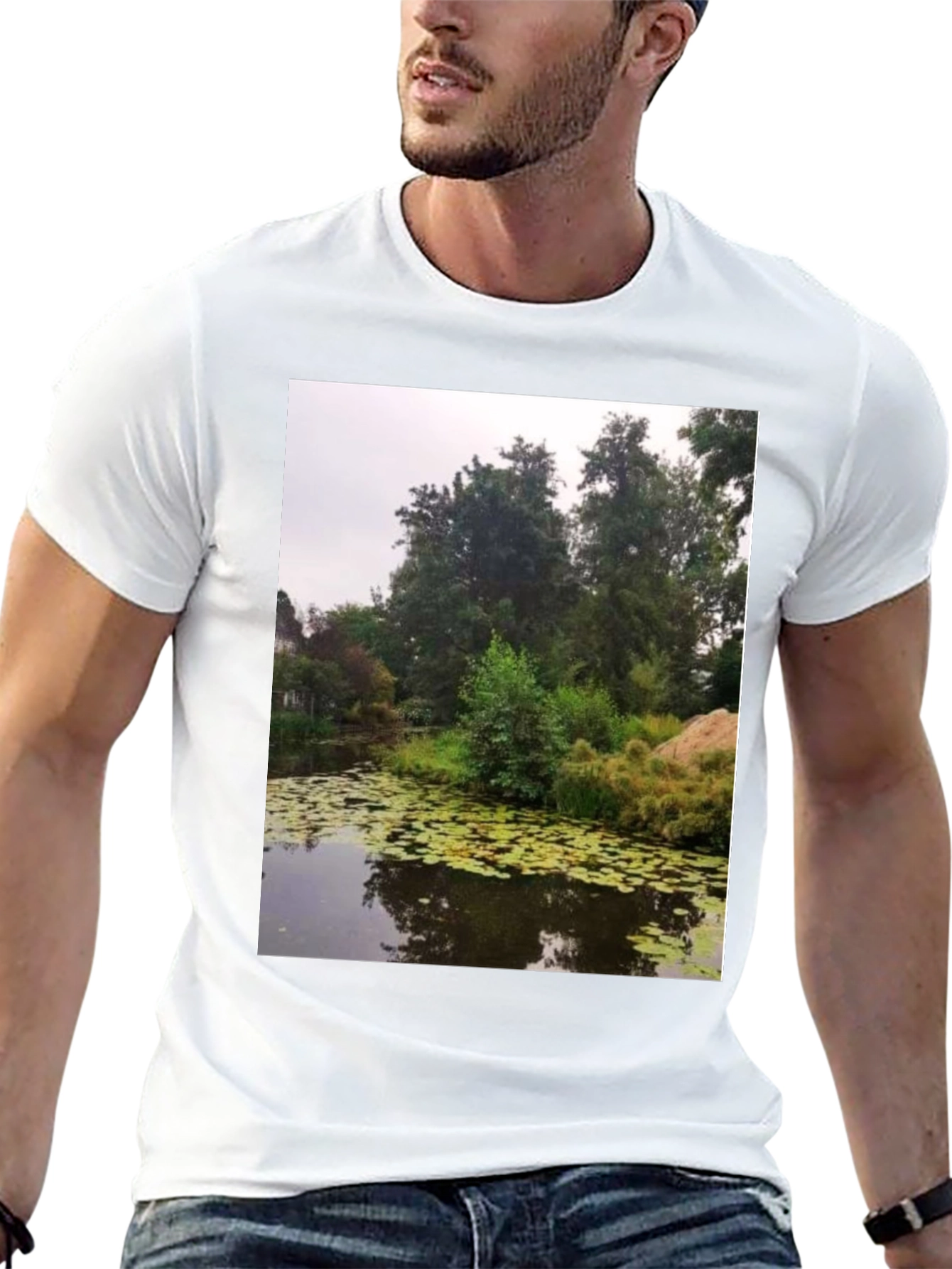 Black Nature Pond Graphic Tee - Men's Black T-Shirt view 13