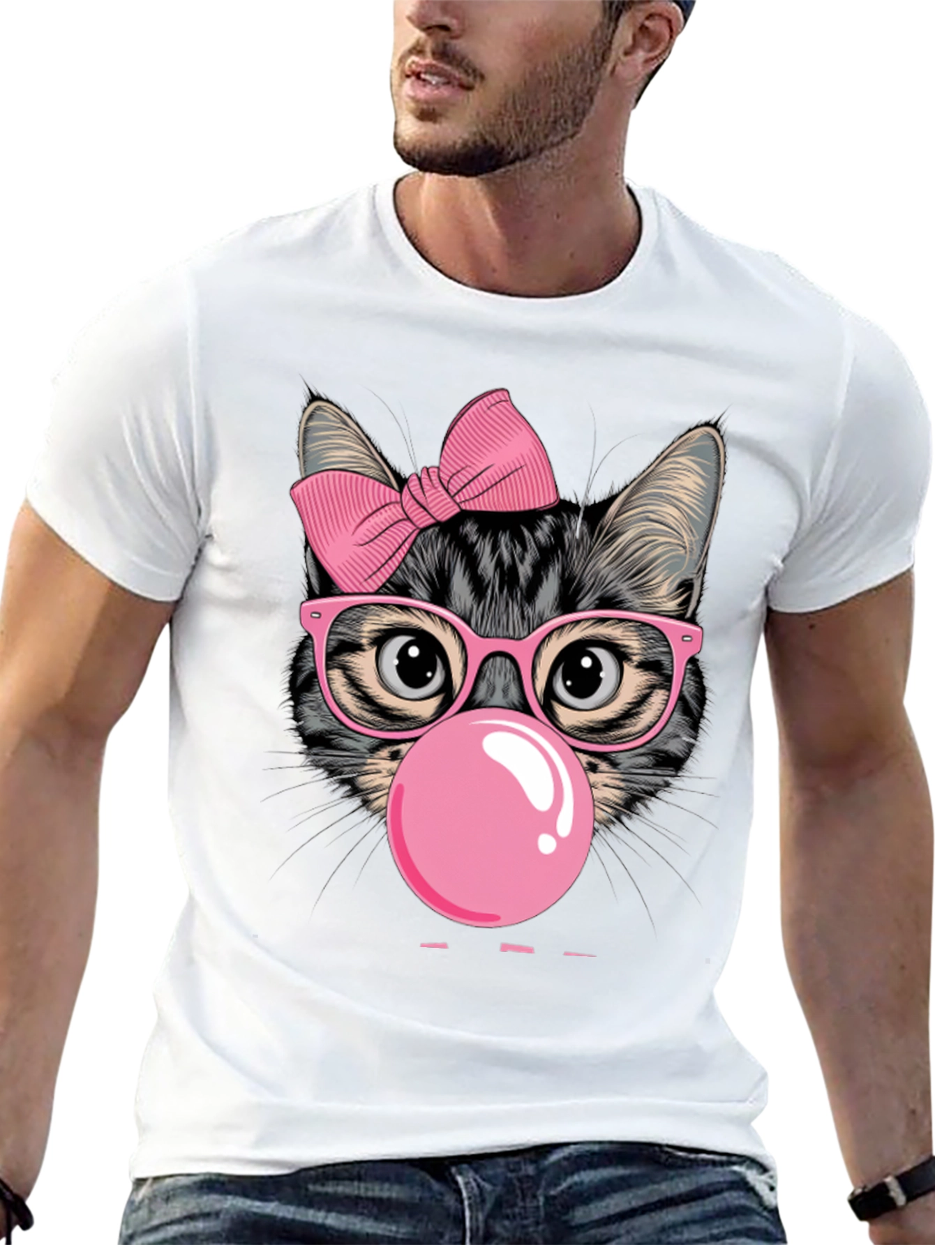 Black Cool Cat Bubble Gum Graphic T-Shirt view 13