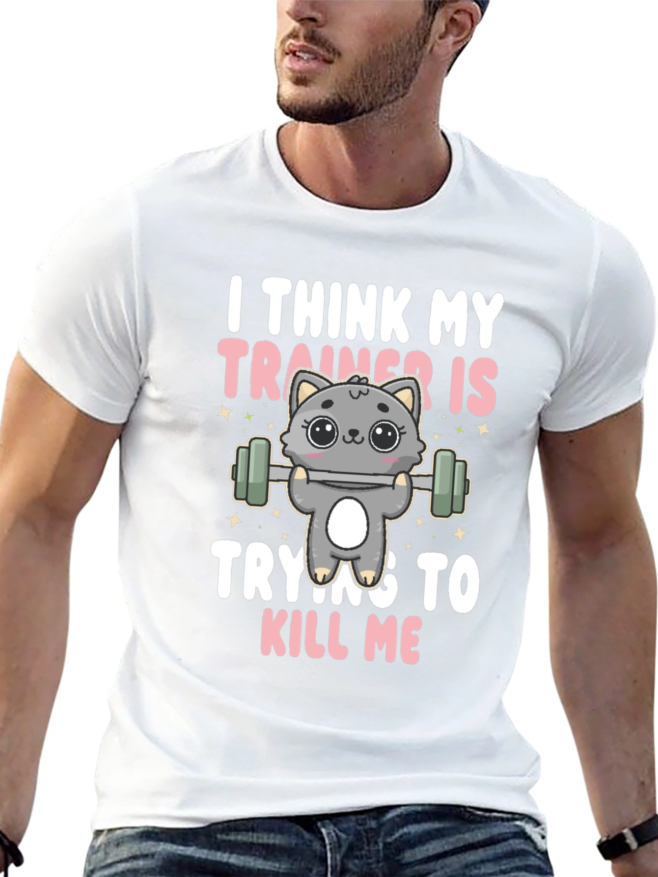 Black Funny Cat Trainer T-Shirt view 13