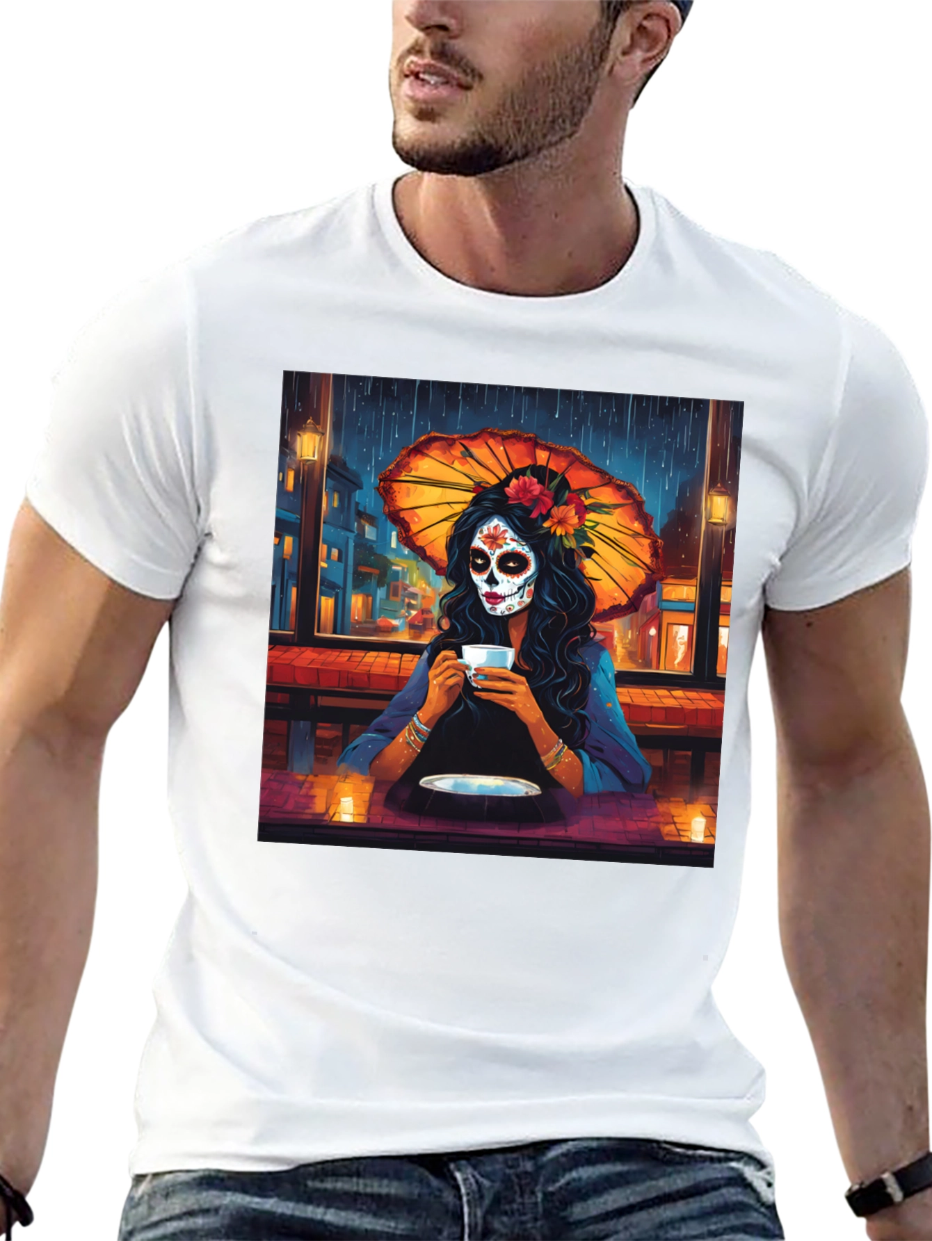 Black Sugar Skull Girl T-Shirt - Day of the Dead Art Tee view 13