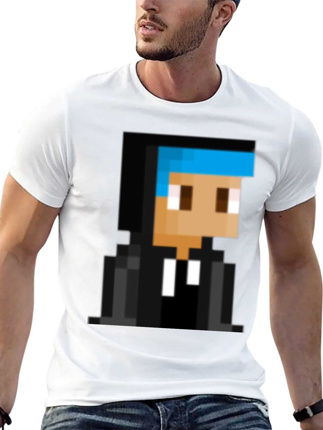 Black Pixelated Gamer T-Shirt - Black Cotton Tee view 13