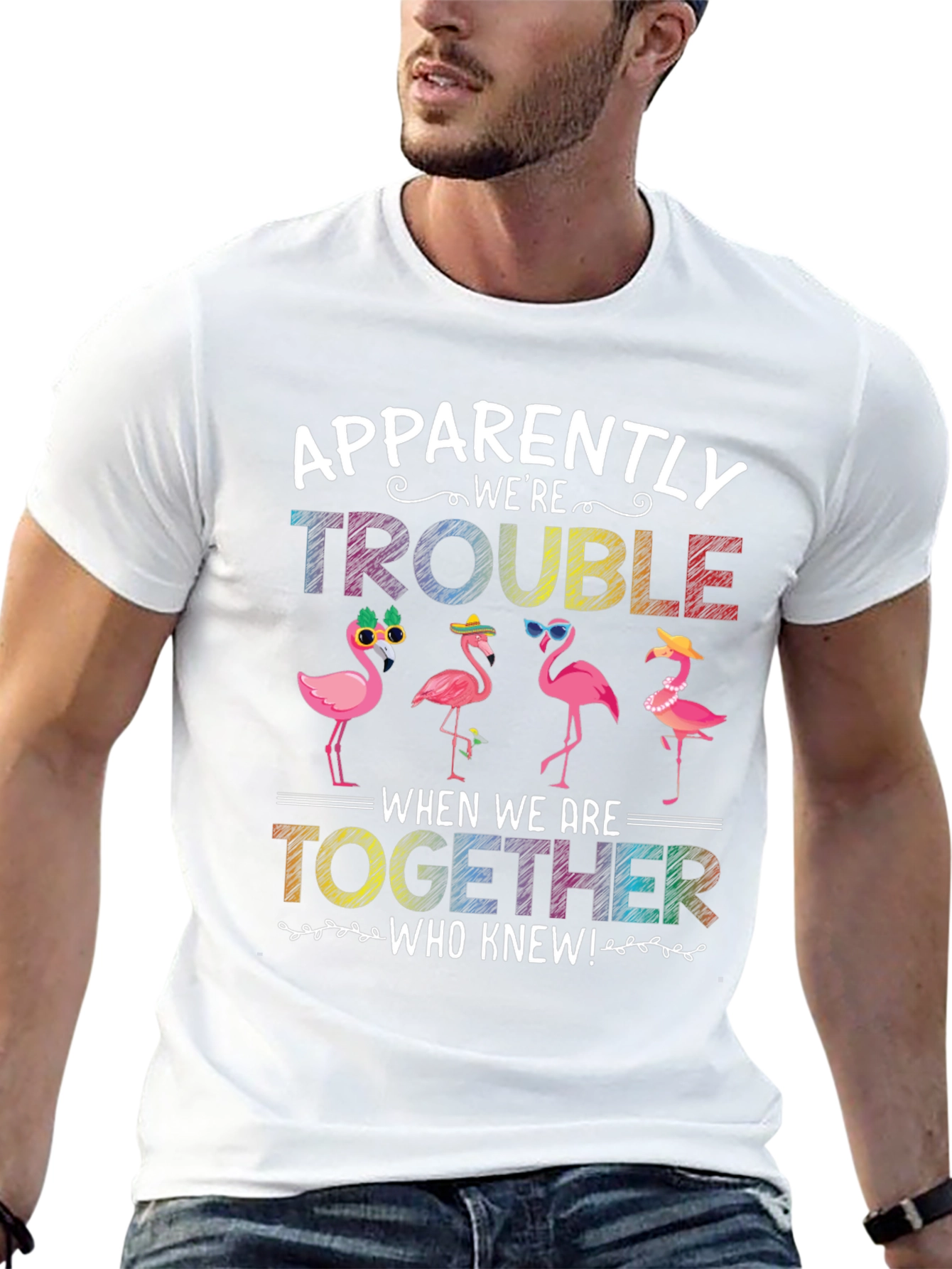 Black Flamingo Trouble Graphic T-Shirt view 13