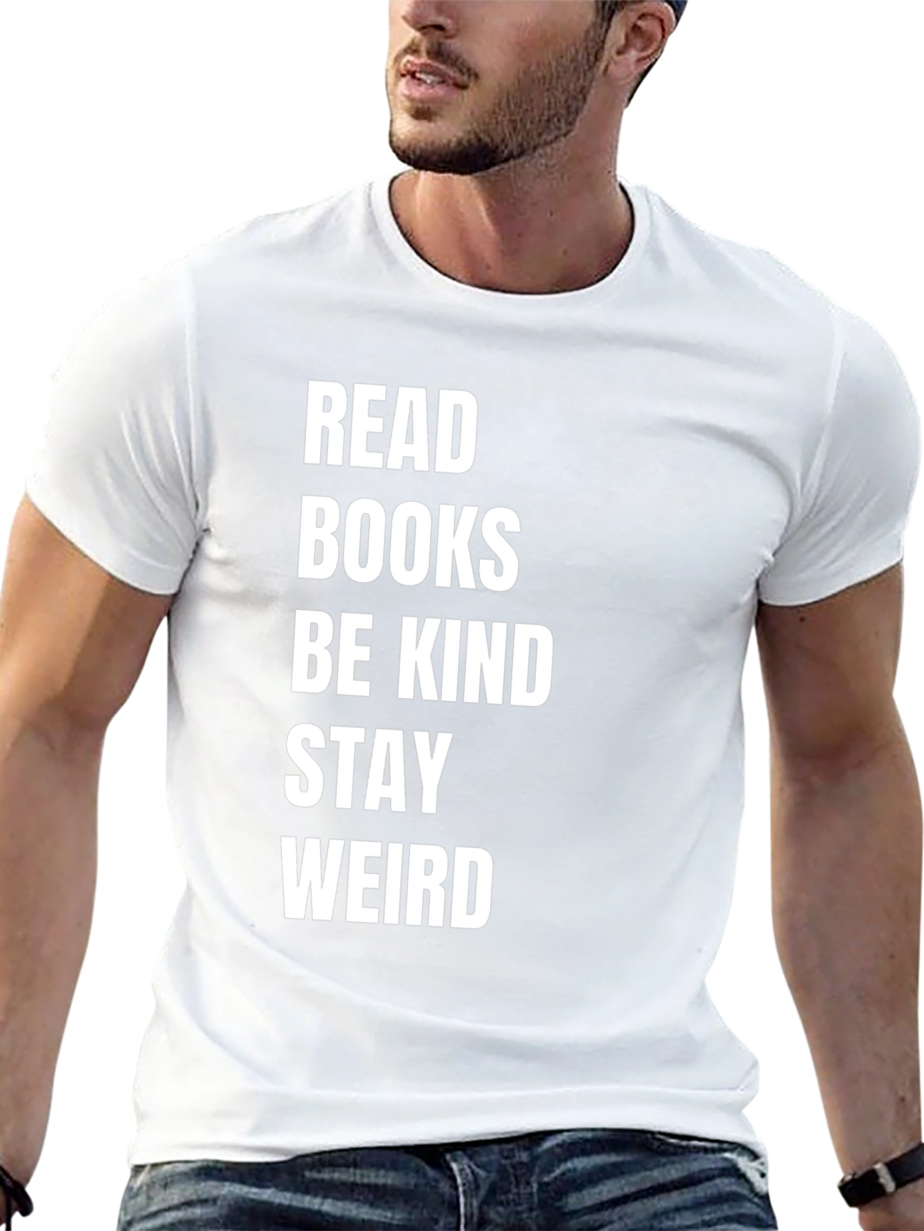 Black Read Books Be Kind Stay Weird Black T-Shirt view 13