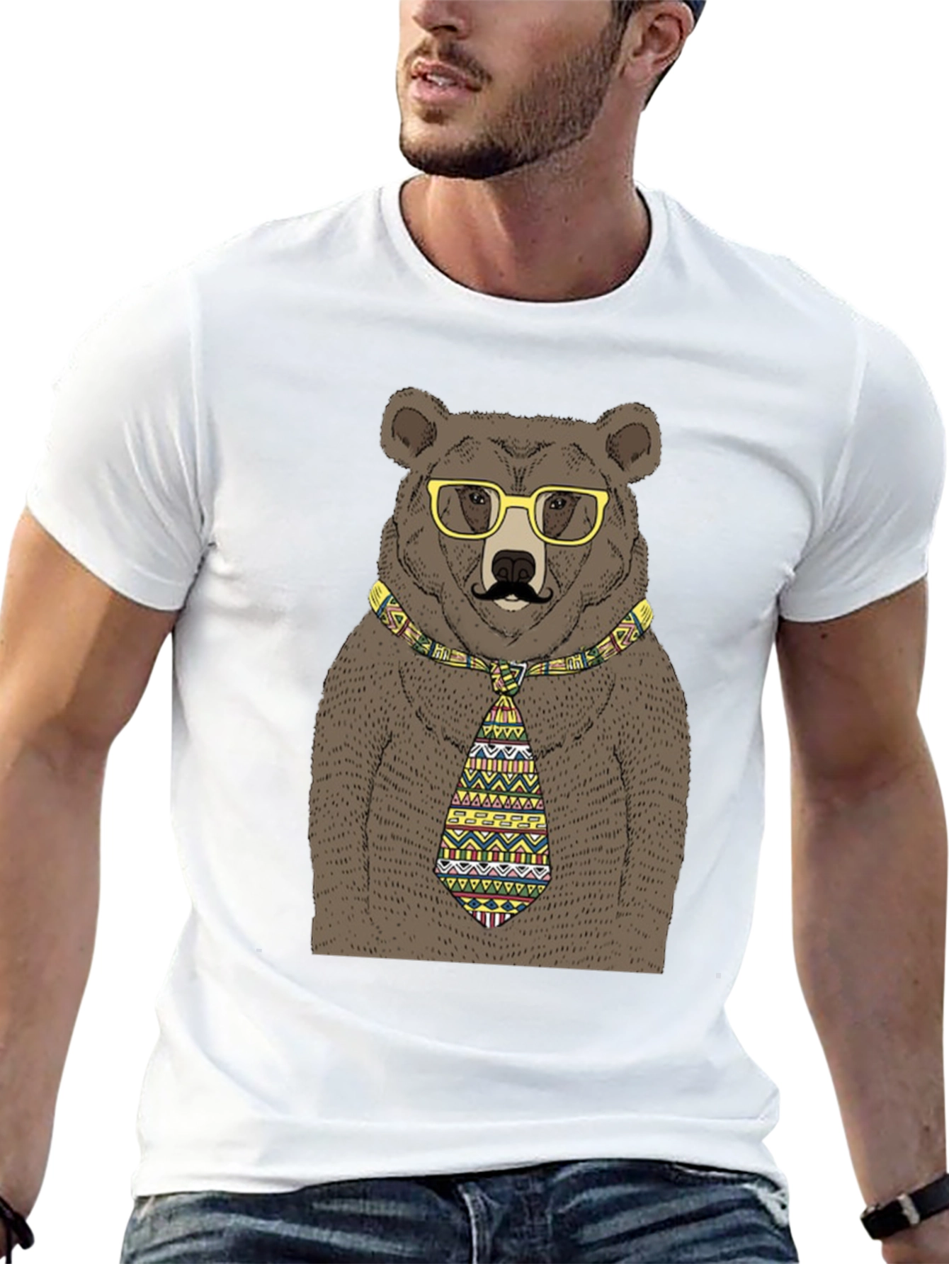Black Bear with Glasses and Tie T-Shirt view 13