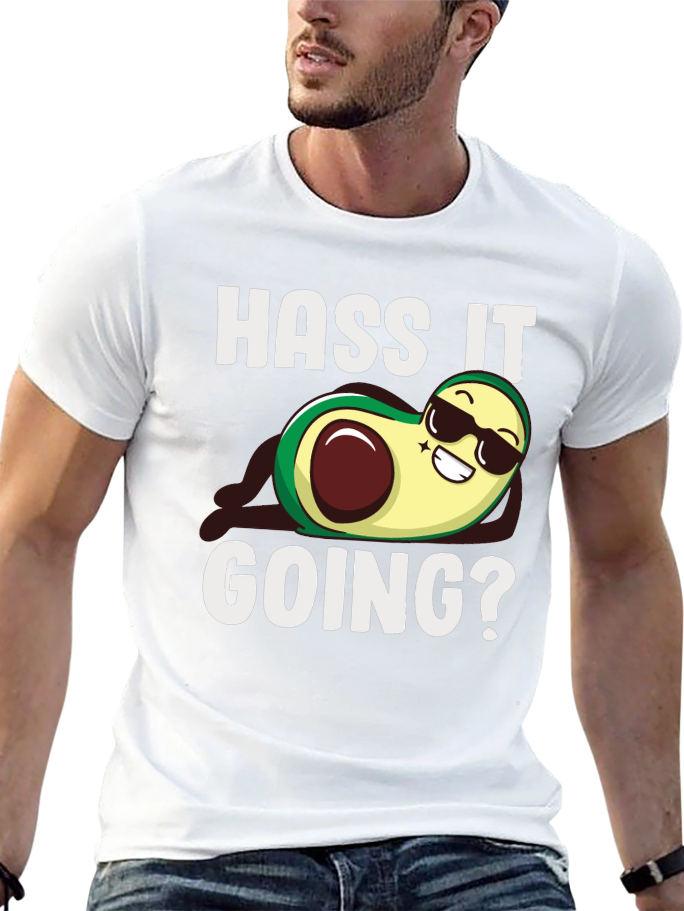 Black Hass It Going? Avocado Graphic T-Shirt - Funny Pun Tee view 13
