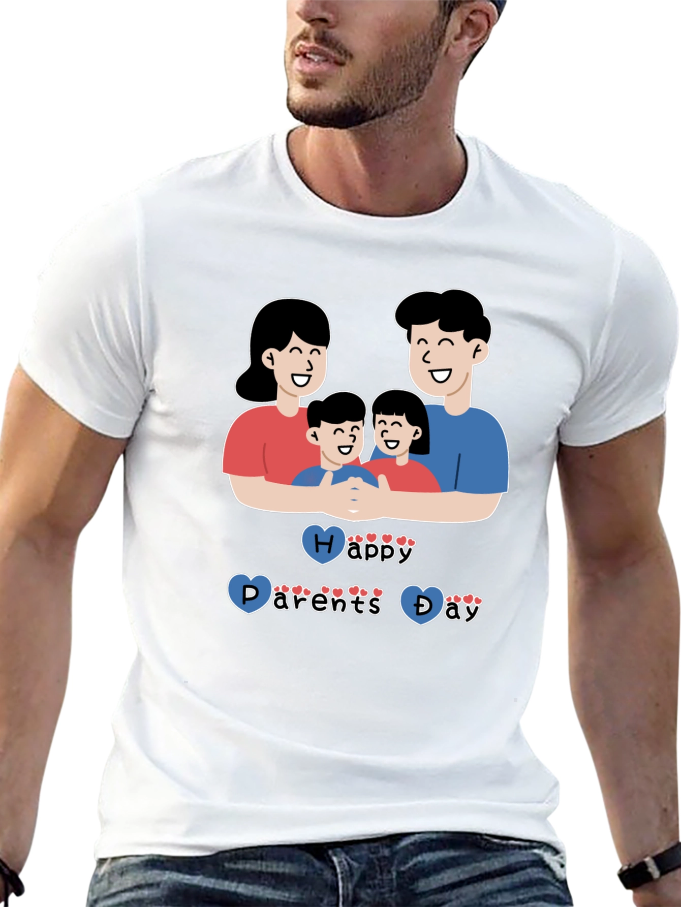 Black Happy Parents Day Graphic T-Shirt, Black view 13