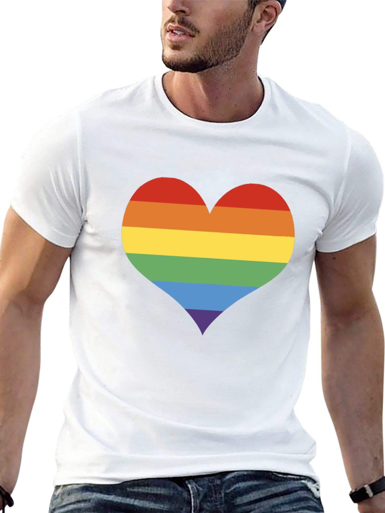 Black Pride Heart Graphic Tee - Black Cotton T-Shirt view 13