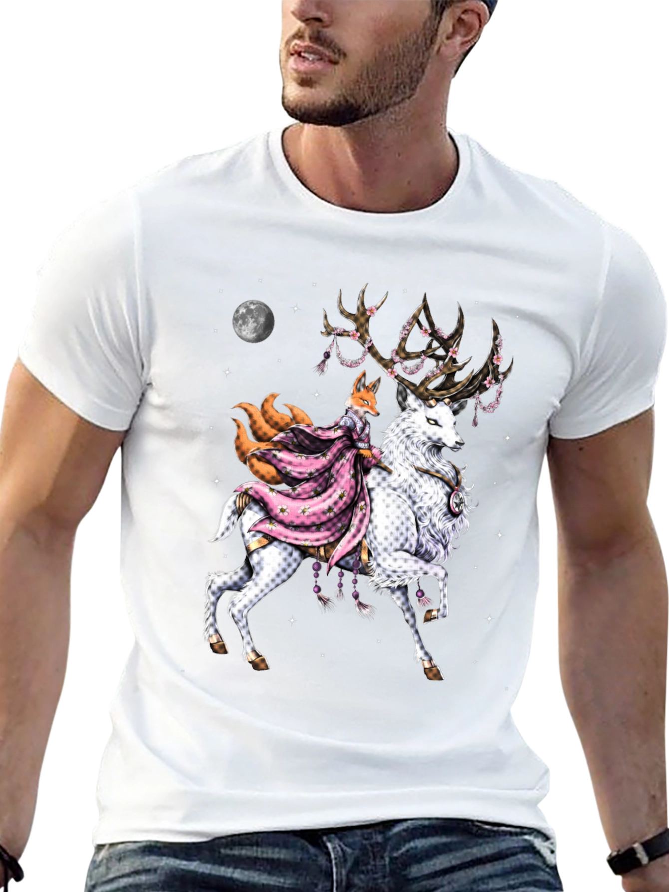Black Fox & Deer Graphic Tee - Unique Design view 13