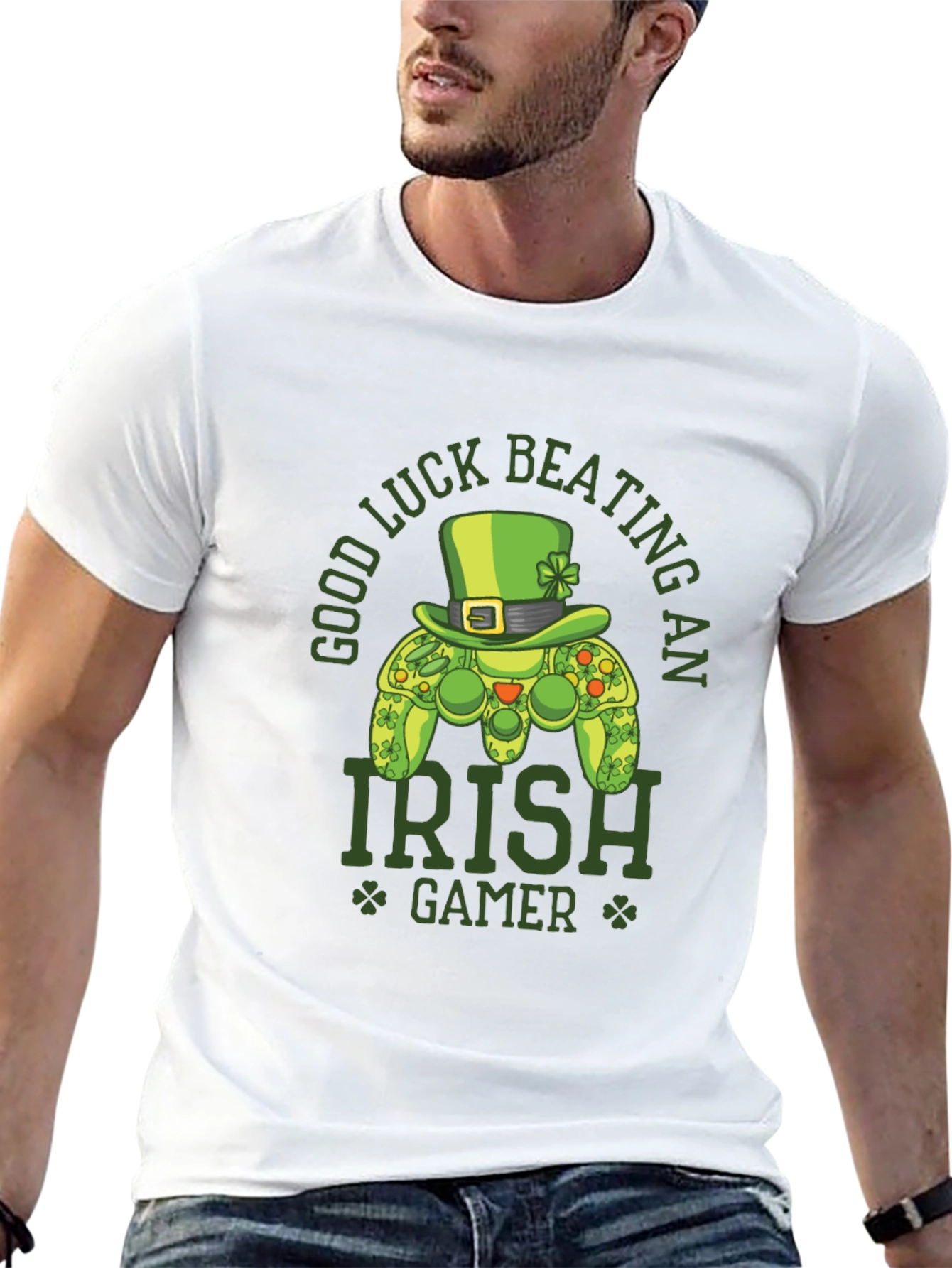 Black Irish Gamer T-Shirt - Good Luck Beating An Irish Gamer view 13
