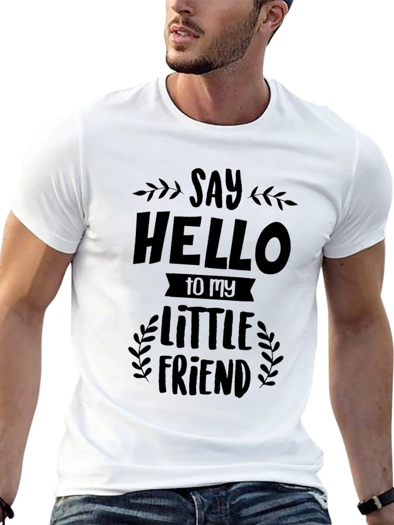 Black Say Hello T-Shirt: Little Friend Graphic Tee view 13