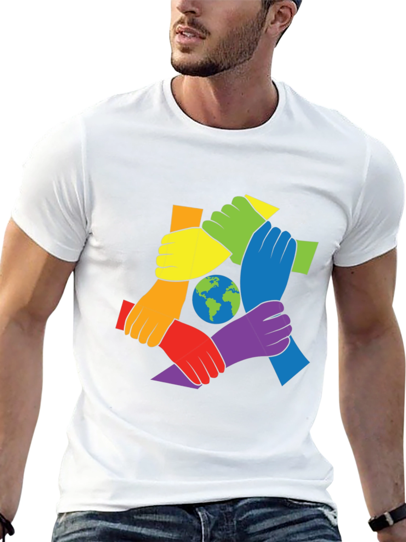 Black Unity Hands Earth Graphic Tee view 13