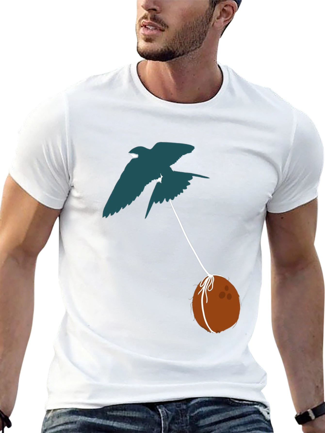 Black Swallow Carrying Coconut T-Shirt - Black view 13