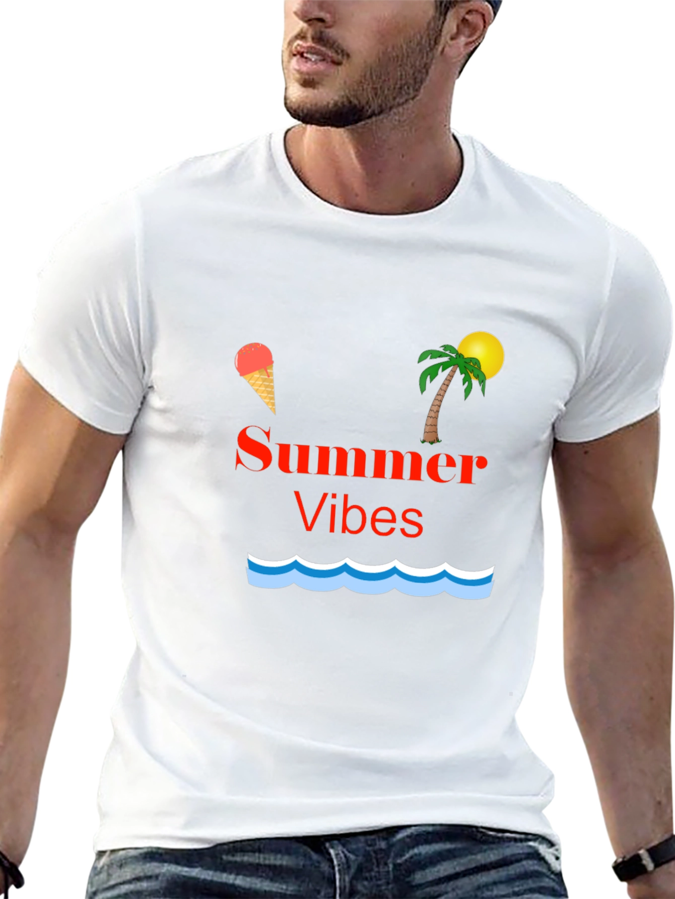 Black Summer Vibes Graphic T-Shirt - Black view 13