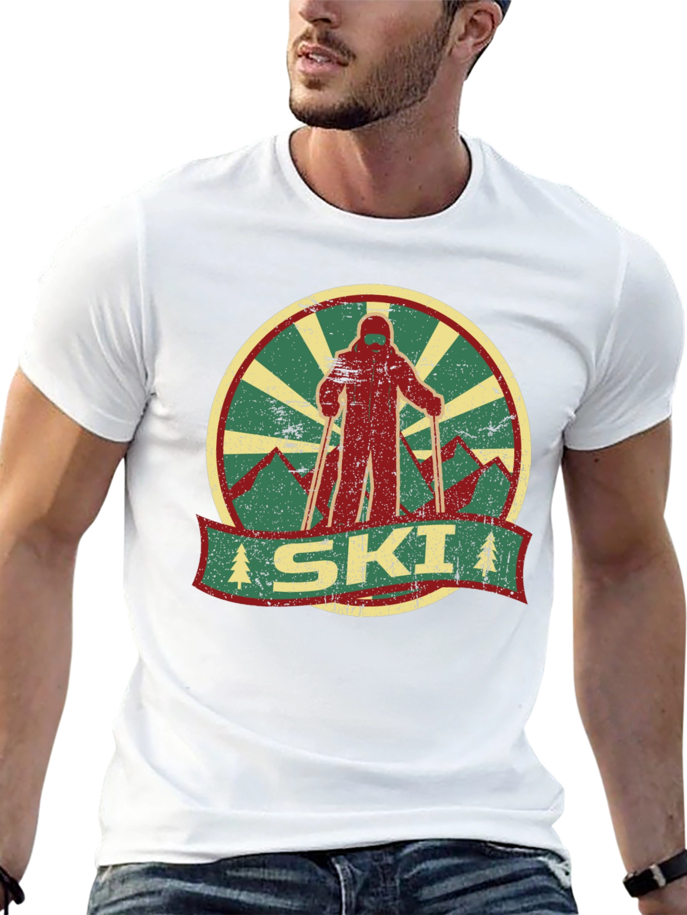 Black Vintage Ski Graphic Tee - Retro Winter Sports T-Shirt view 13