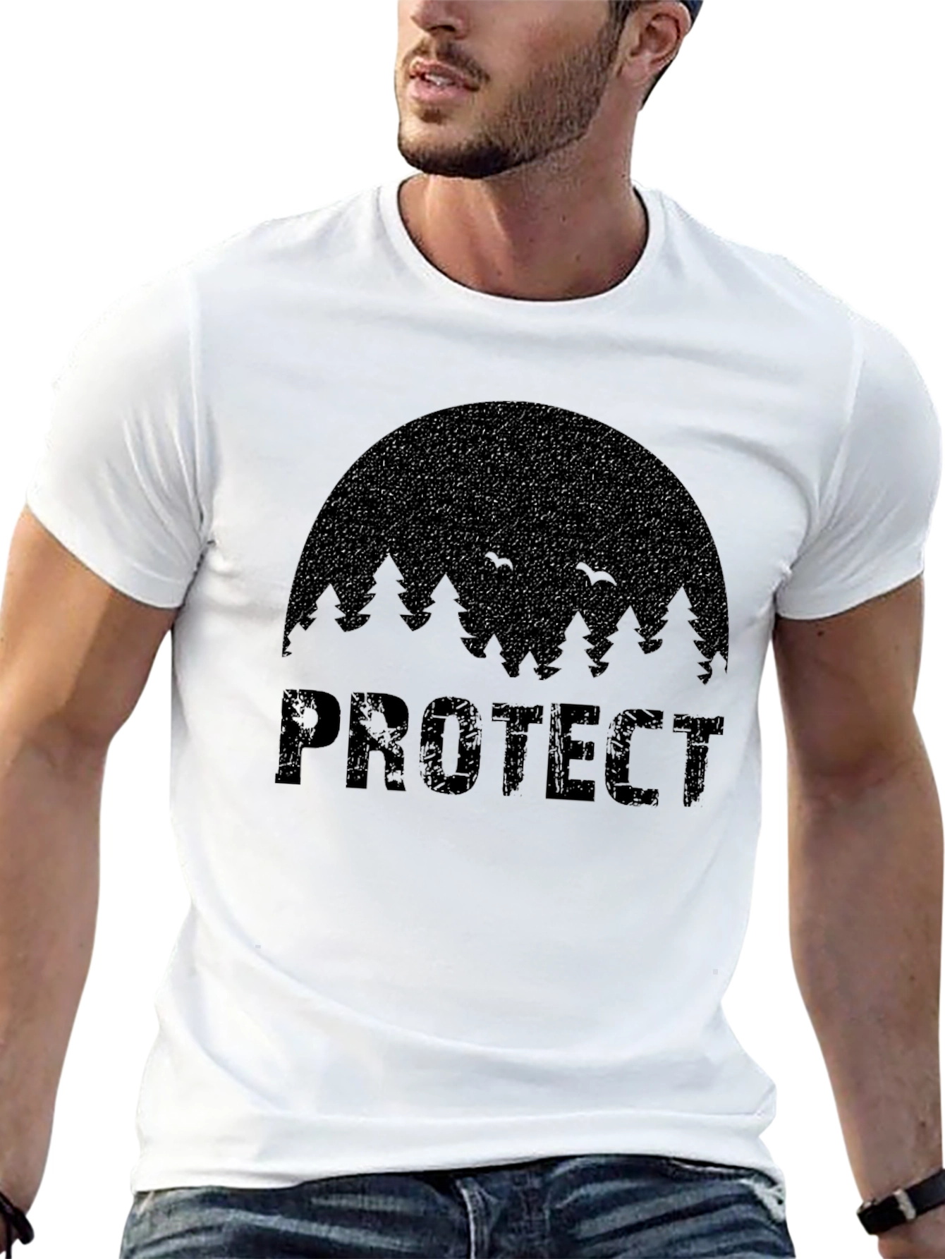 Black Protect Nature Black Graphic T-Shirt view 13