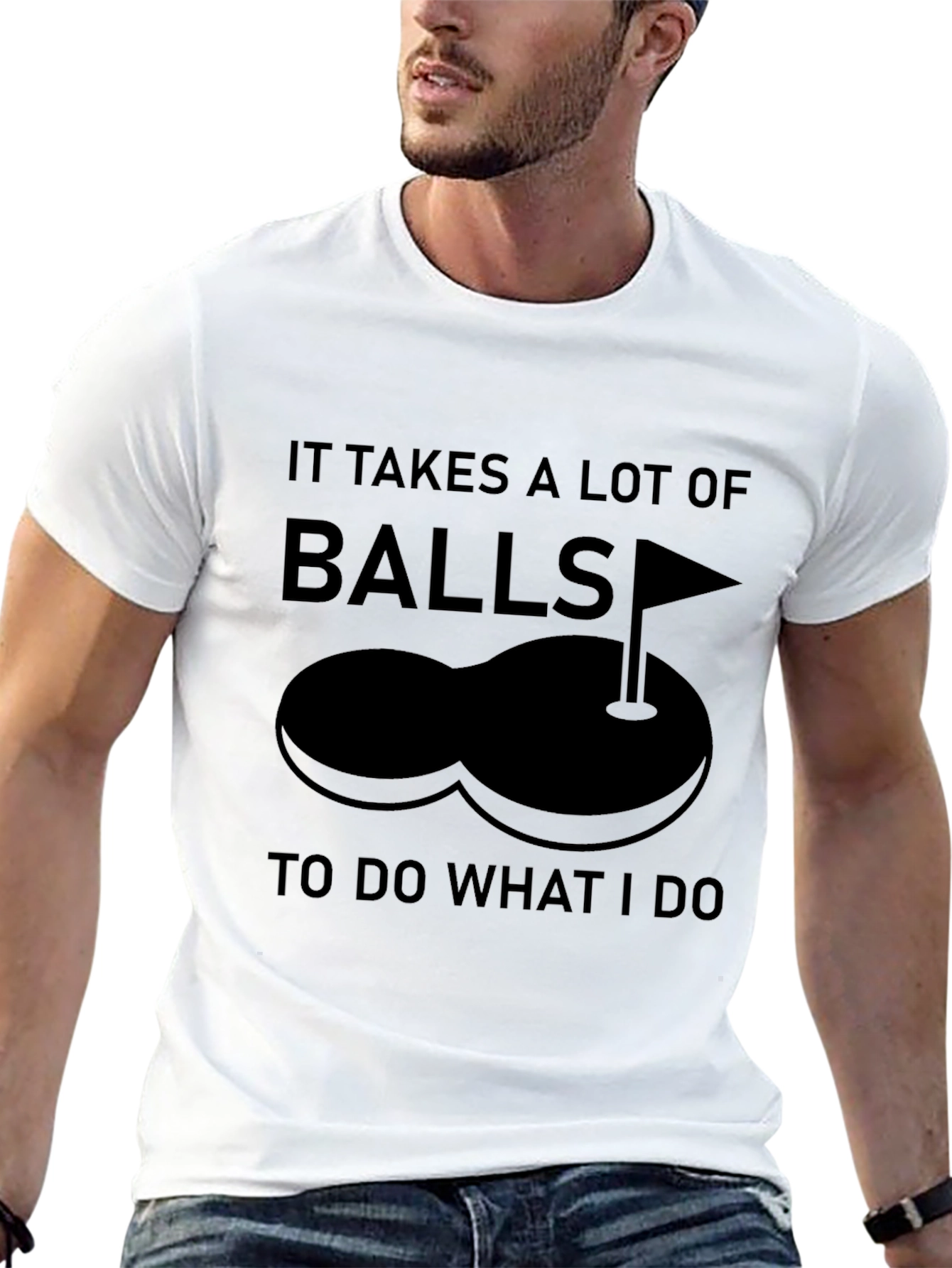 Black Funny Golf Balls T-Shirt - It Takes a Lot of Balls! view 13