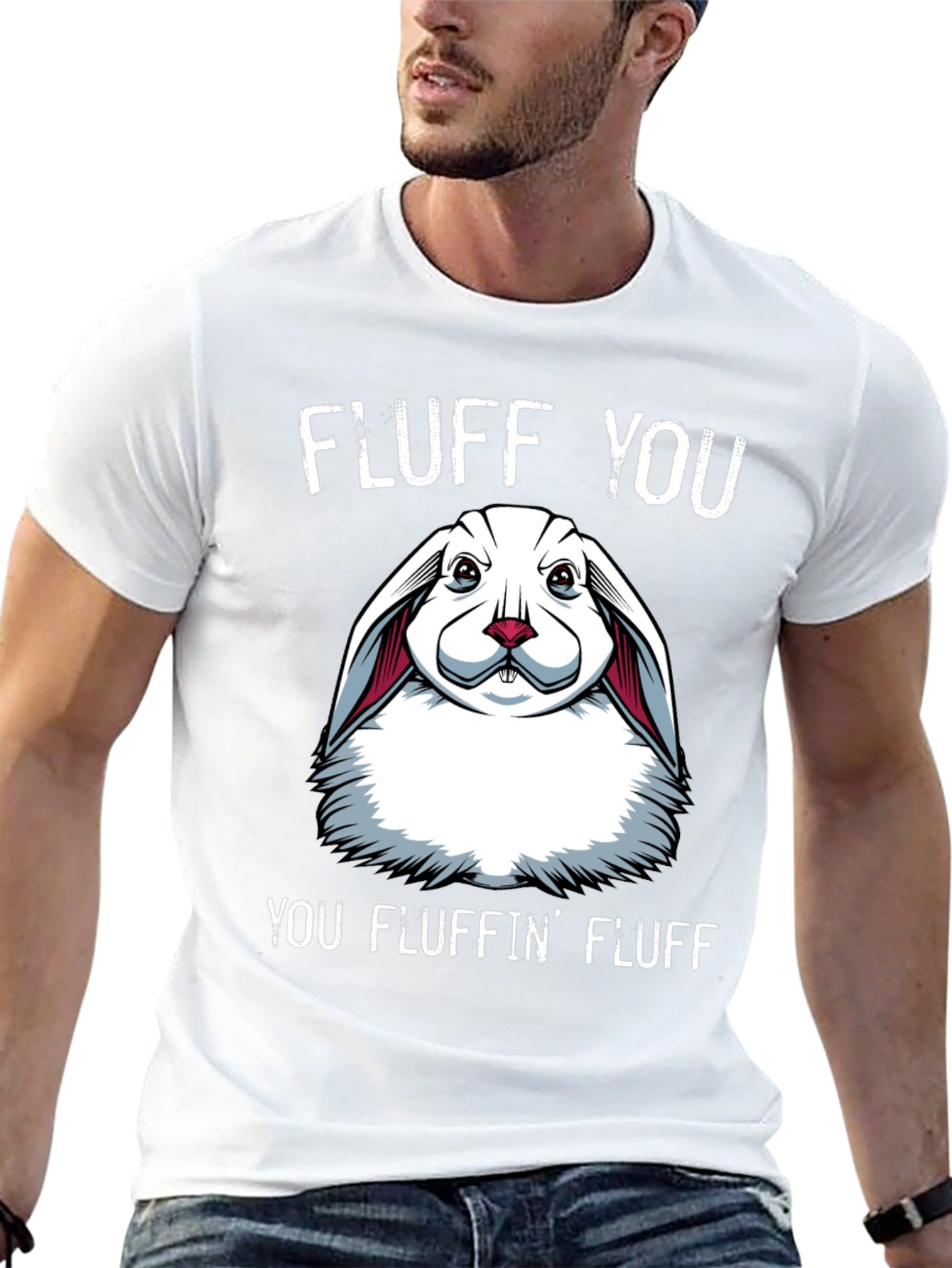Black Fluff You Bunny Graphic T-Shirt view 13