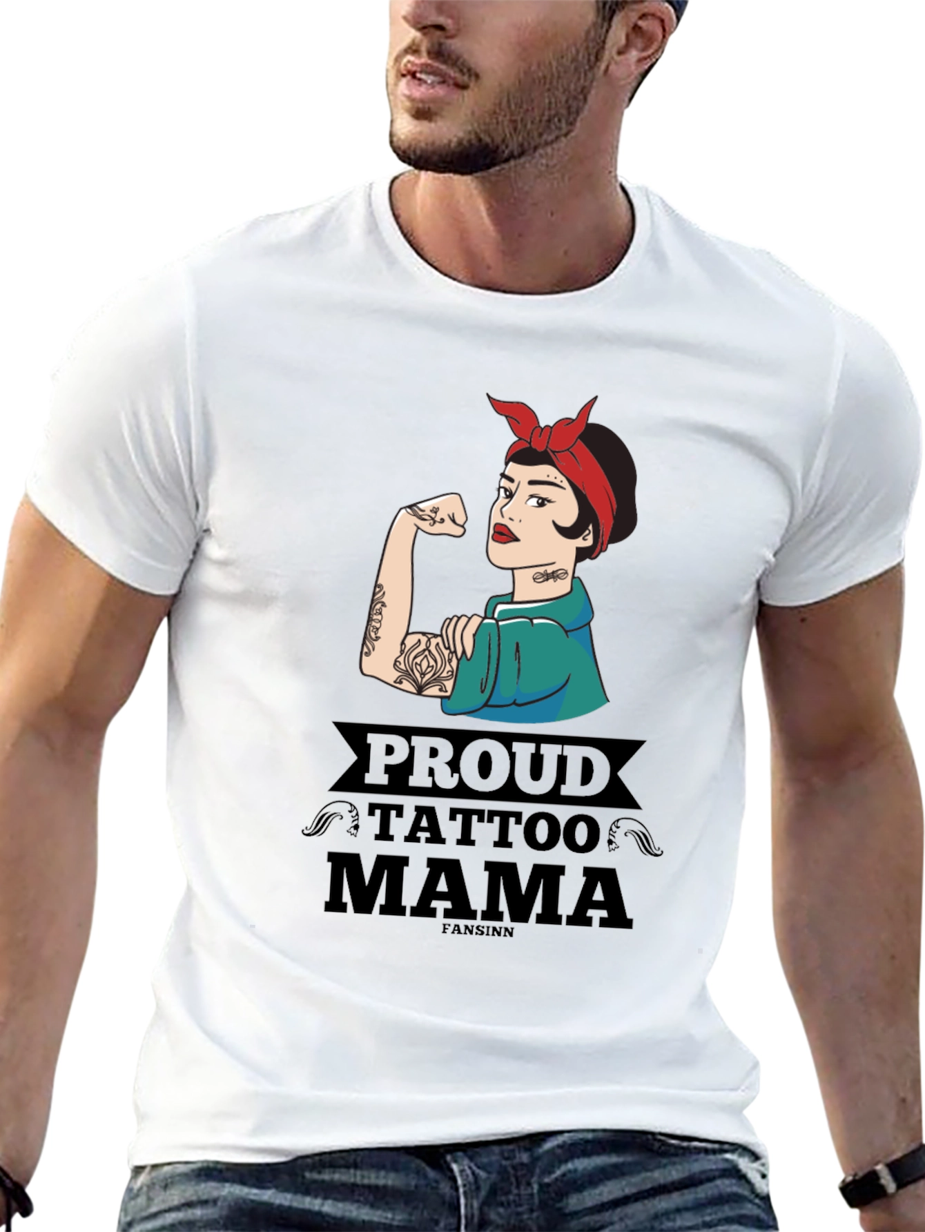 Black Proud Tattoo Mama Graphic T-Shirt view 13