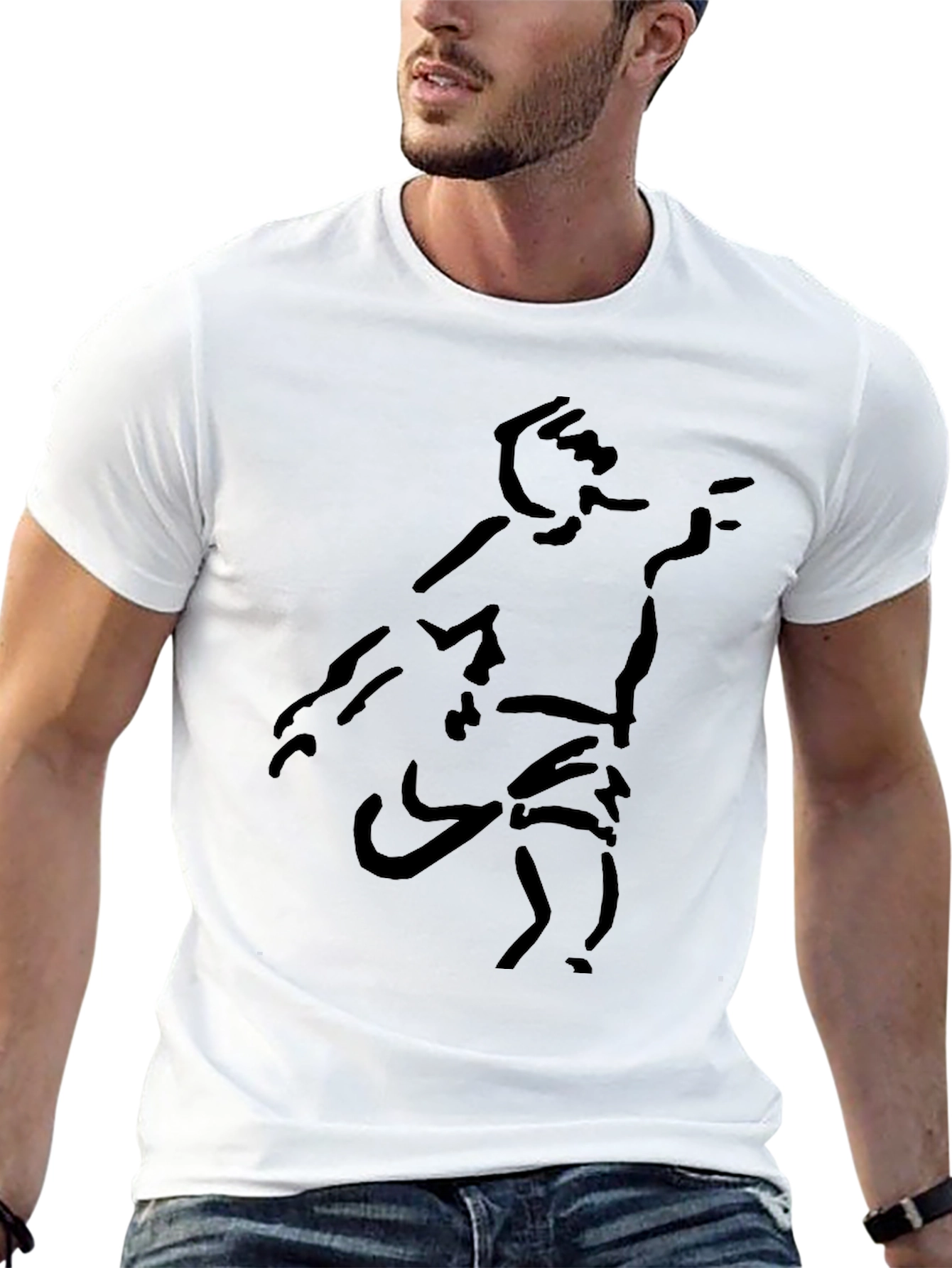 Black Abstract Figure Black Tee view 13