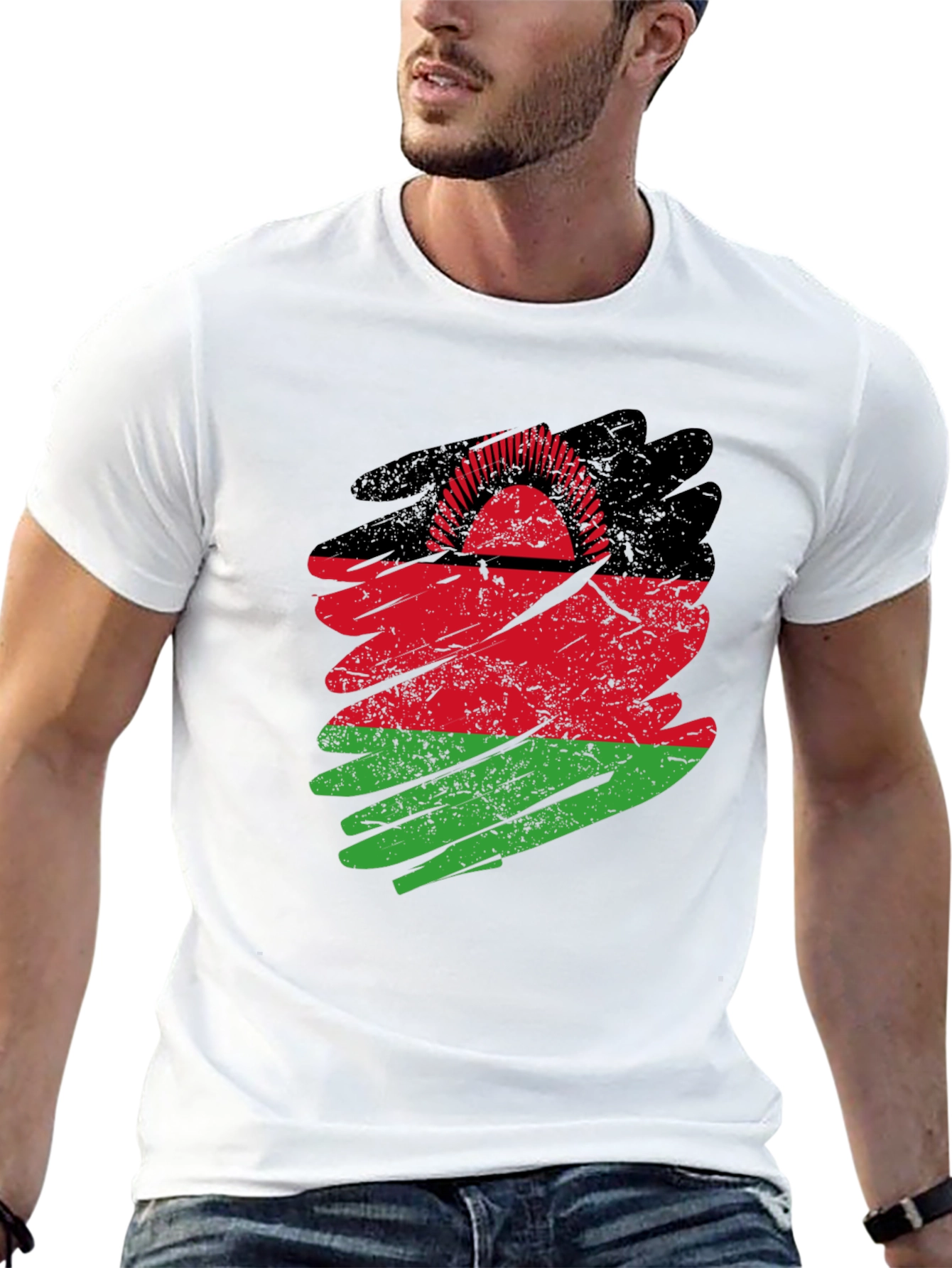 Black Malawi Flag T-Shirt: Distressed Graphic Tee view 13
