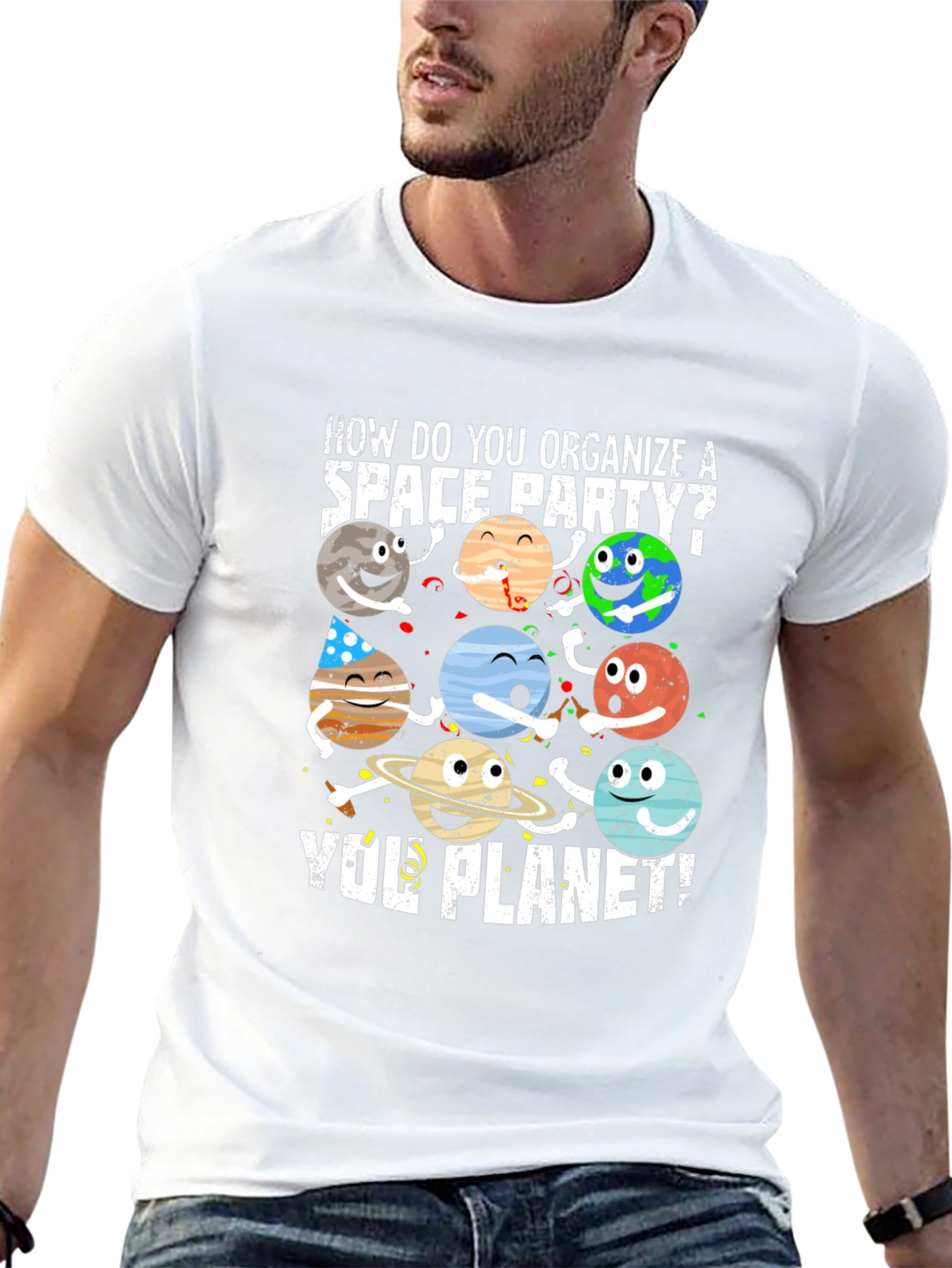 Black Space Party Planet T-Shirt view 13