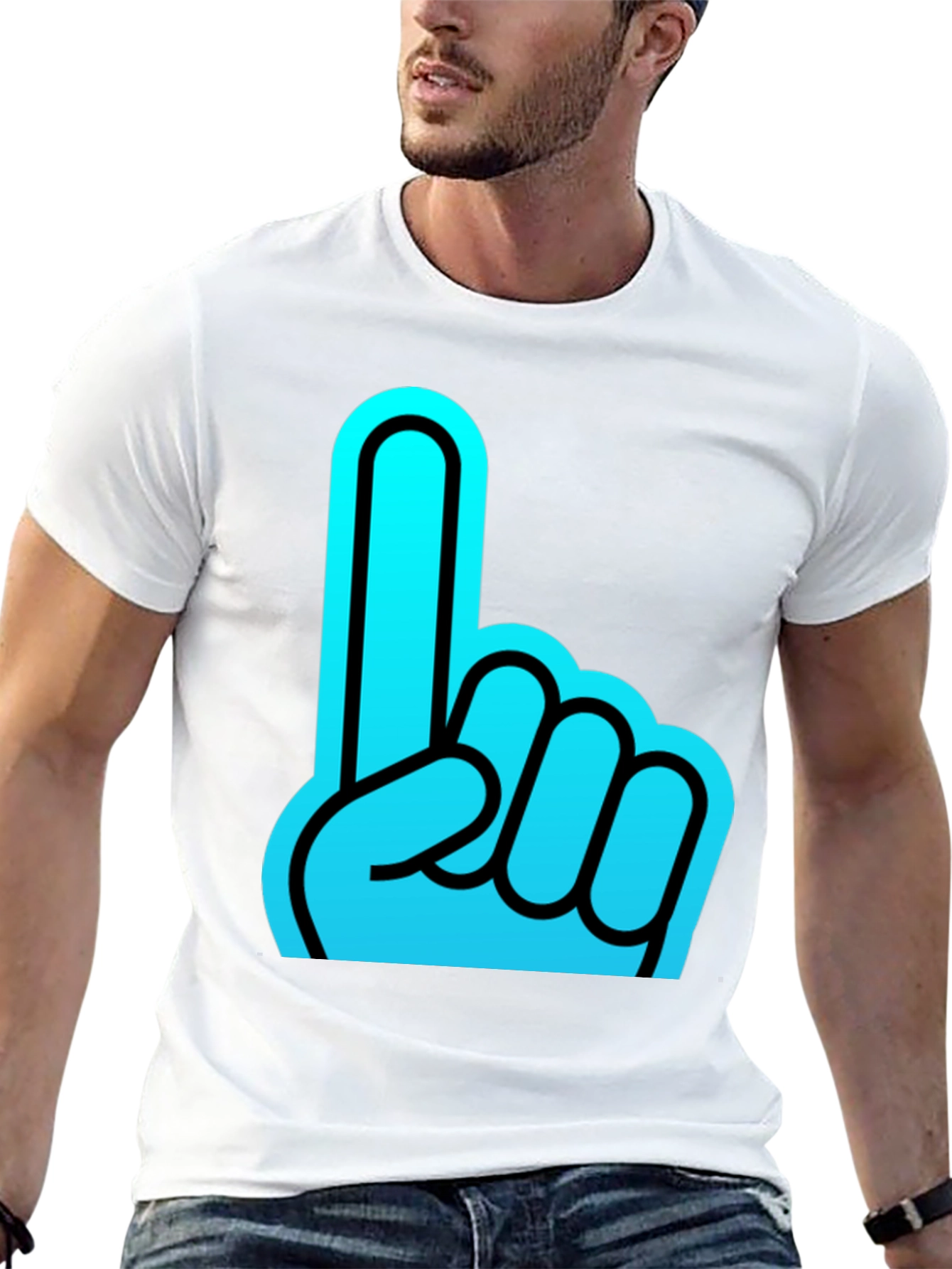 Black Foam Finger Graphic Black T-Shirt view 13