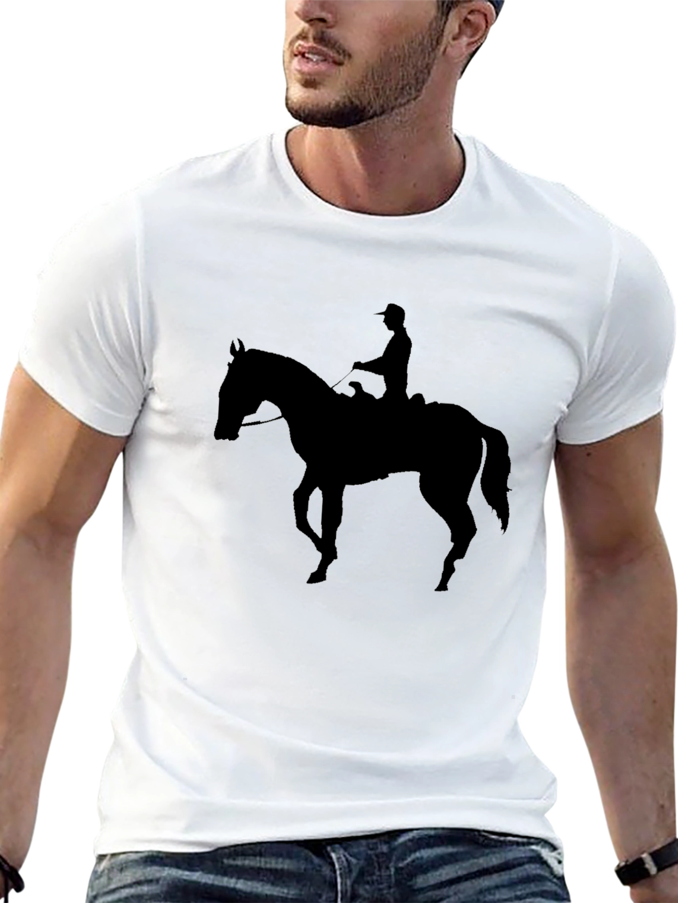 Black Black Horse Rider Silhouette T-Shirt view 13